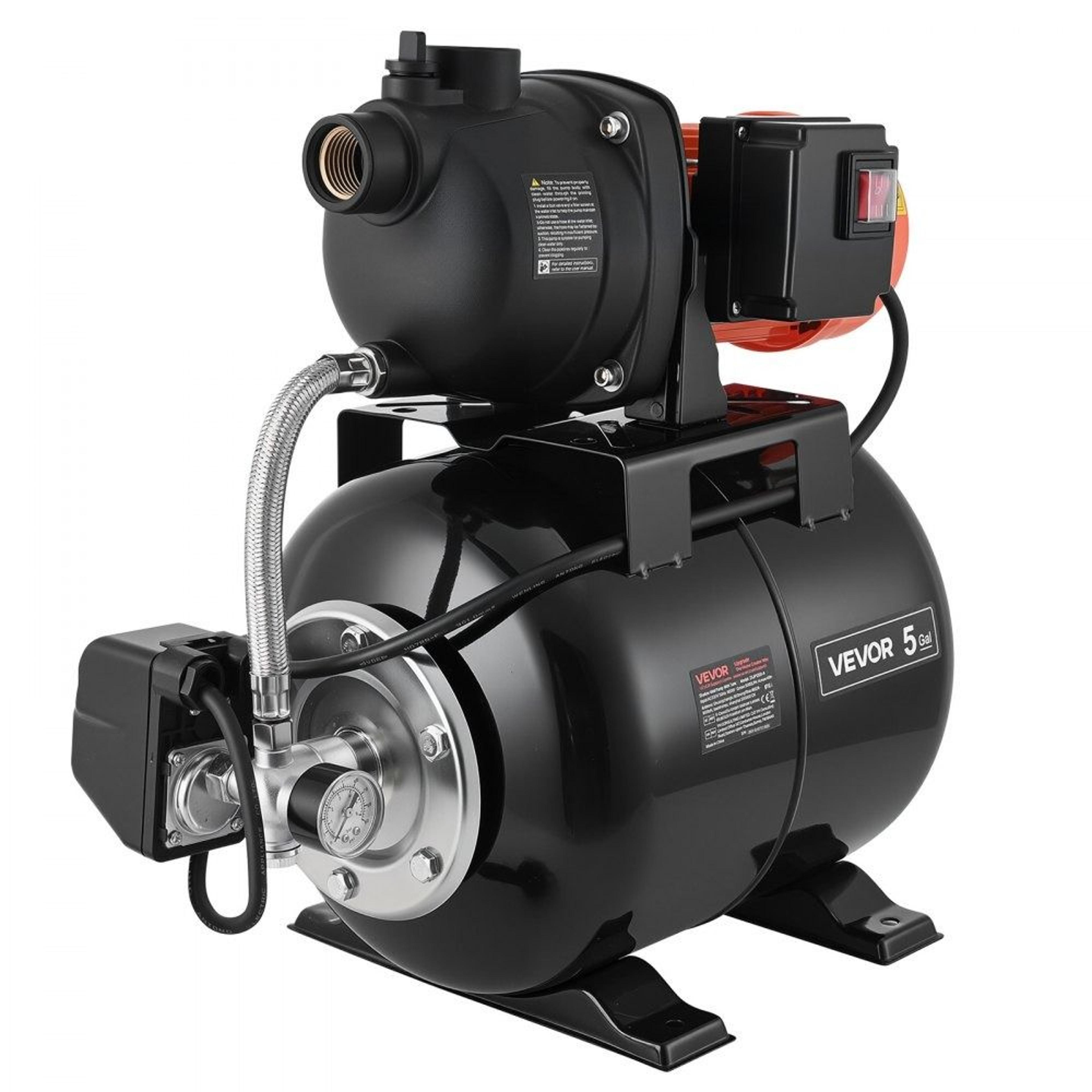 1.1 hp shallow well pump with pressure tank 1320 gph automatic water booster system