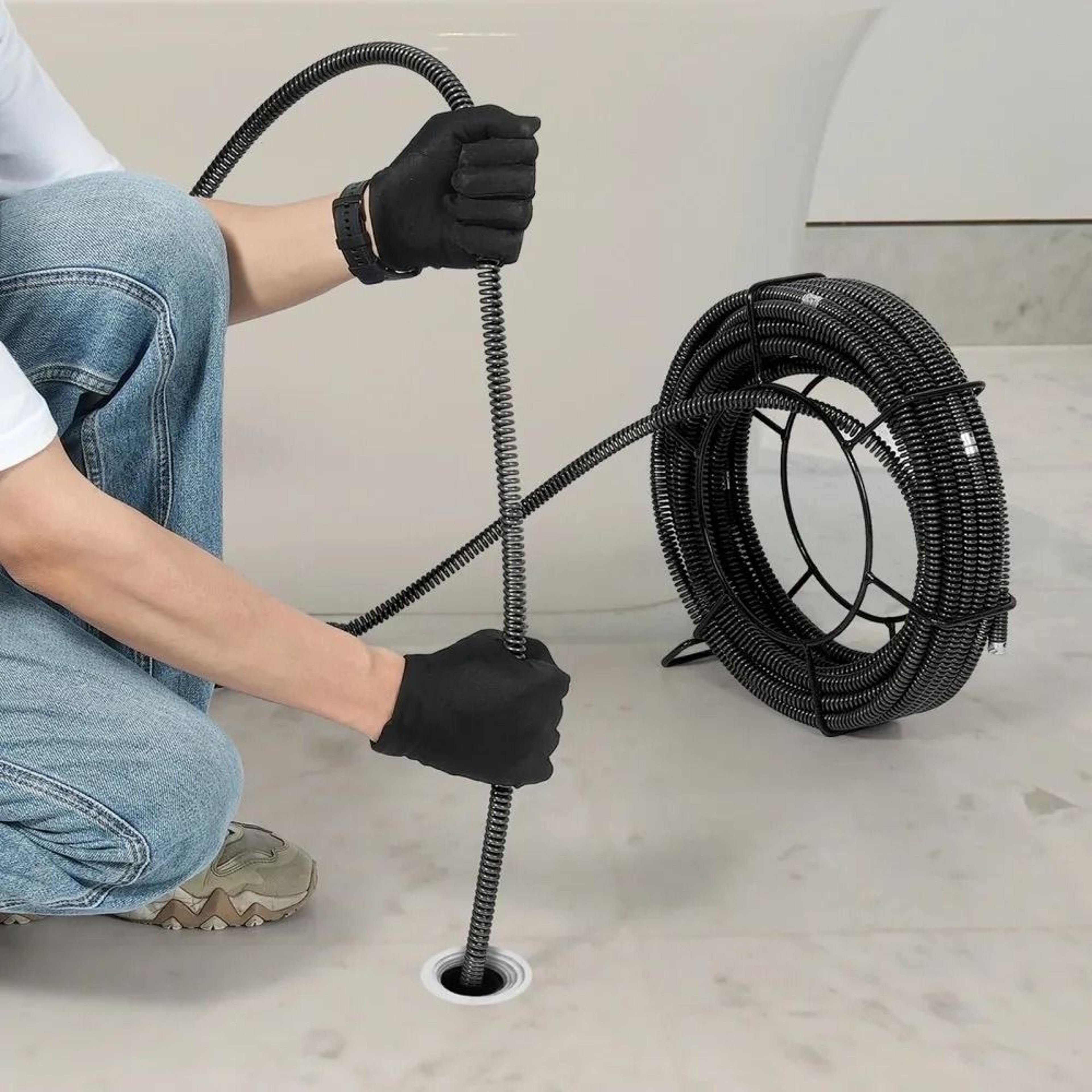 66FT Drain Cleaning Cable 58 Inch Sectional Sewer Auger With 7 Cutters For Pipe Cleaning 5