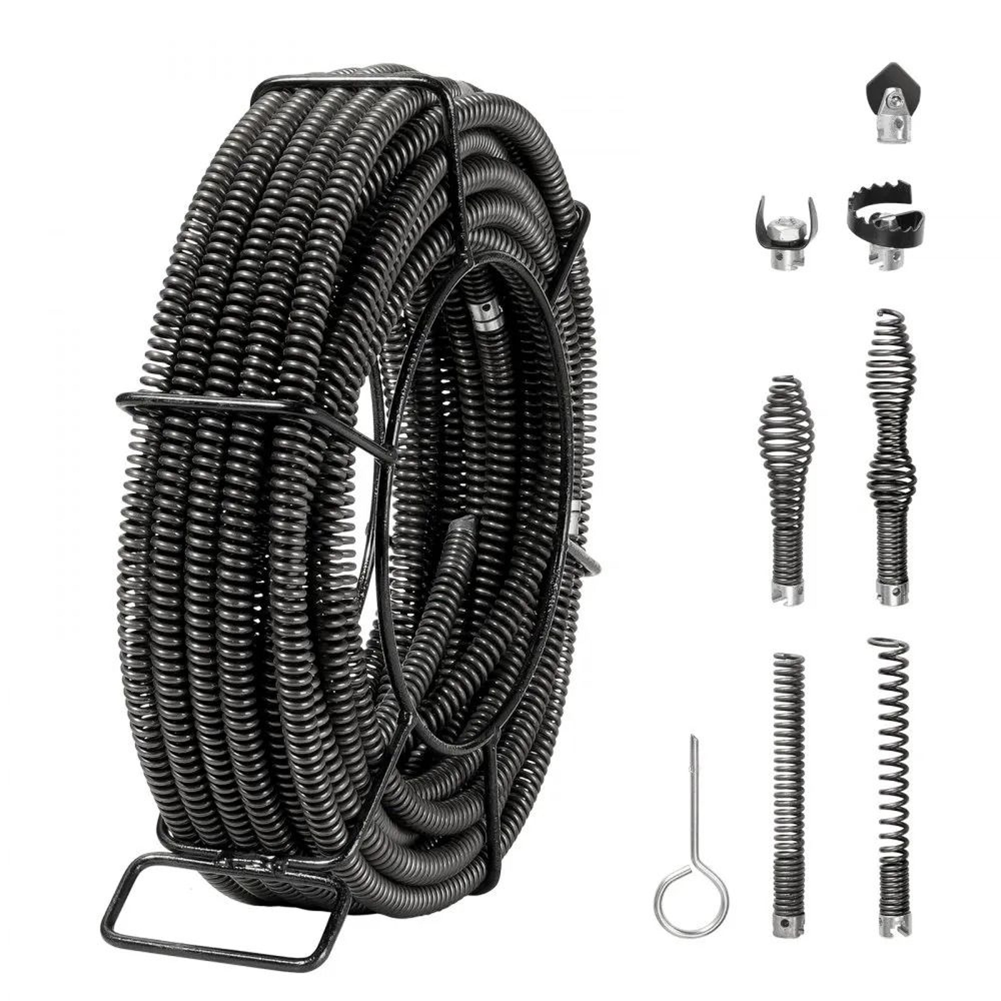 66ft drain cleaning cable 5/8 inch sectional sewer auger with 7 cutters for pipe cleaning