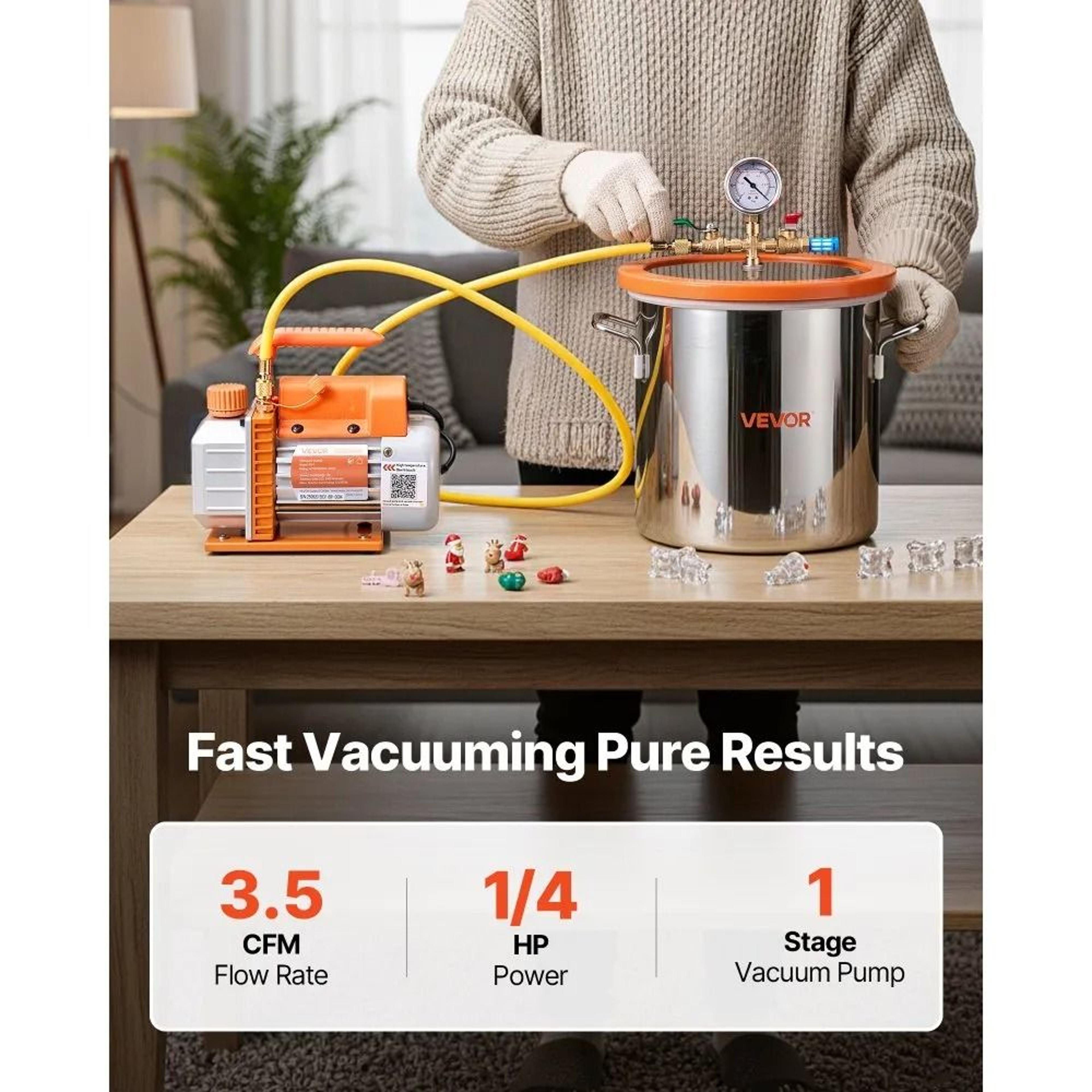 3 Gallon Vacuum Chamber Kit With 35 CFM Pump For Resin Degassing And Wood Stabilizing 5