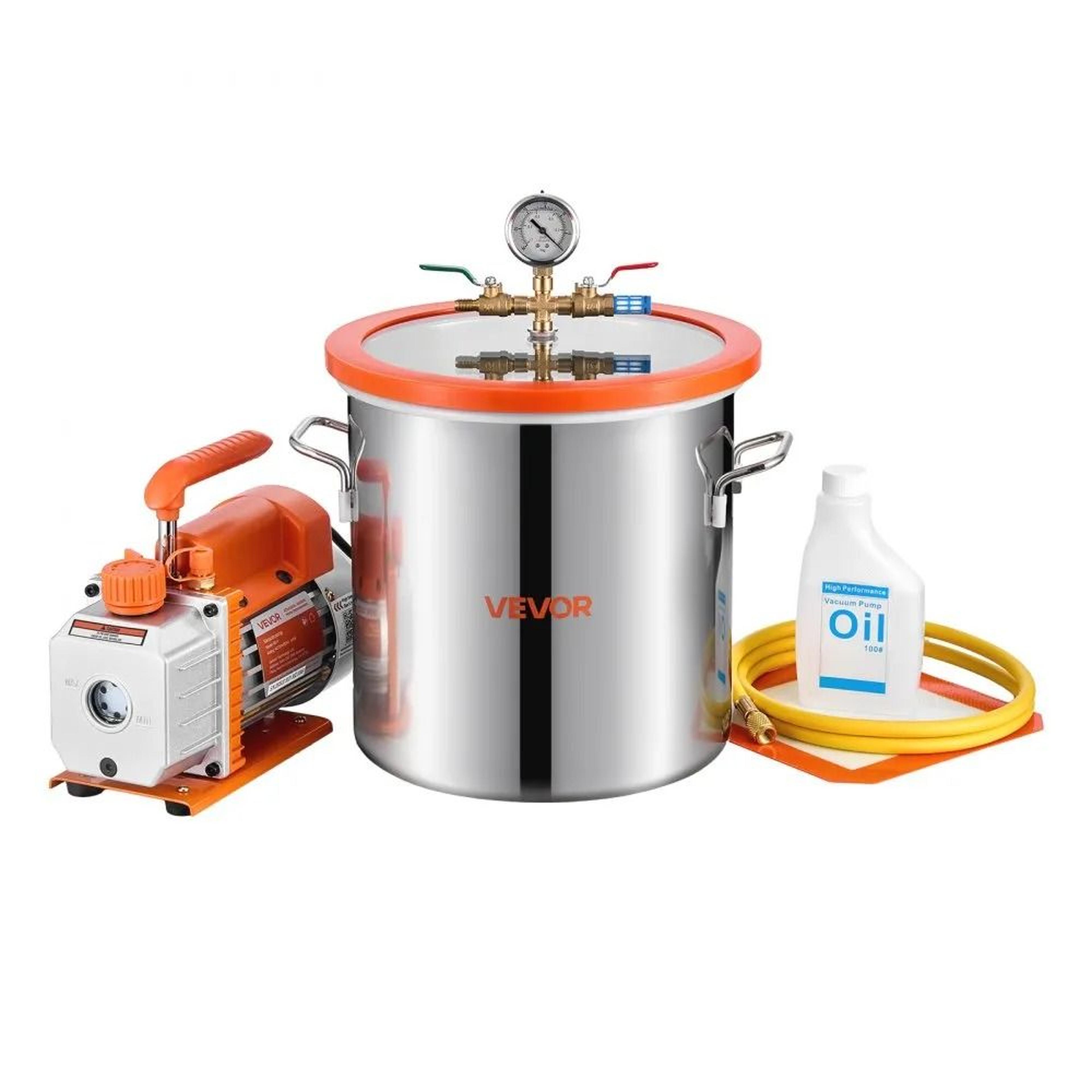 3 gallon vacuum chamber kit with 3.5 cfm pump for resin degassing and wood stabilizing