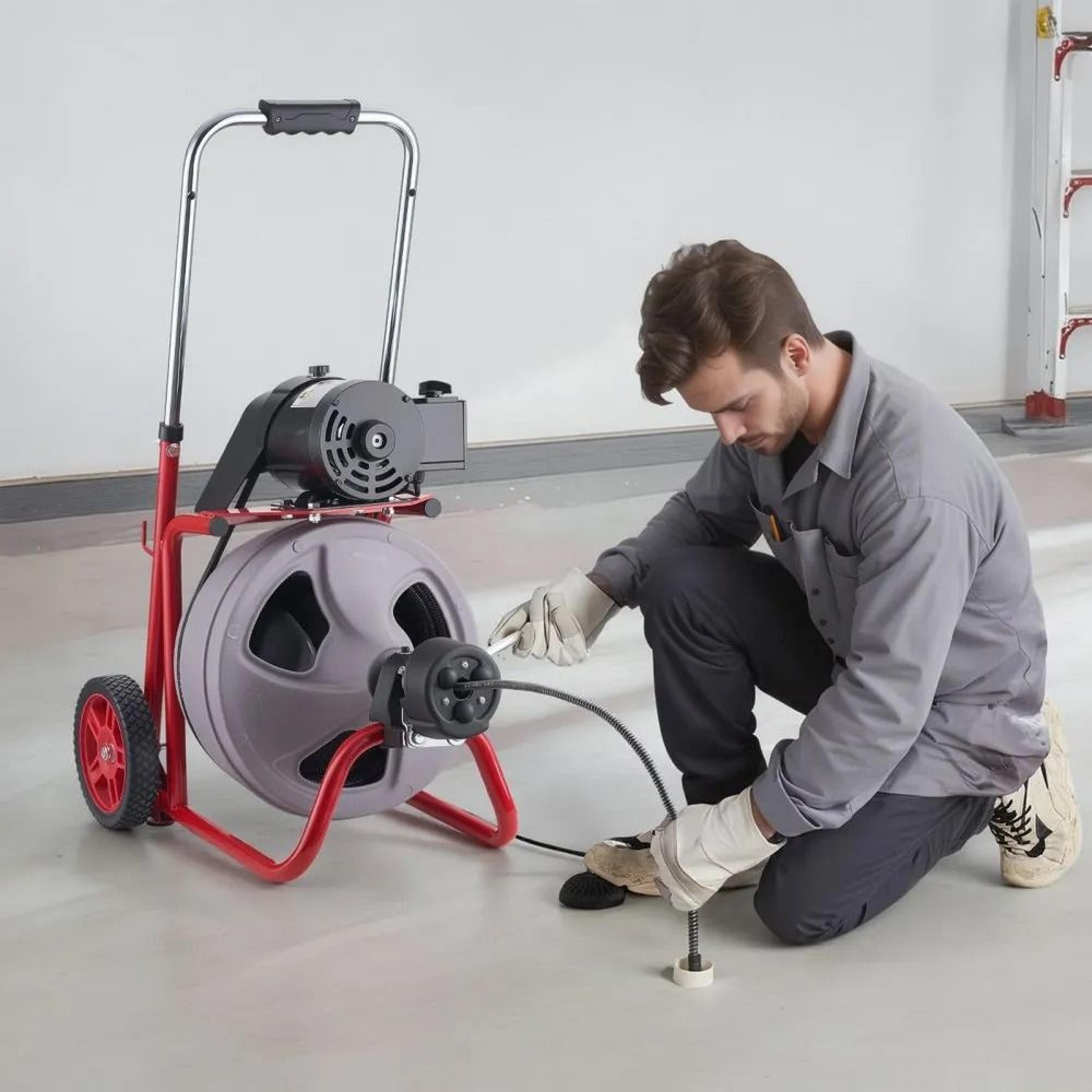 Drain Cleaner Machine Auto Feed Sewer Snake Auger With 8 Cutters 6