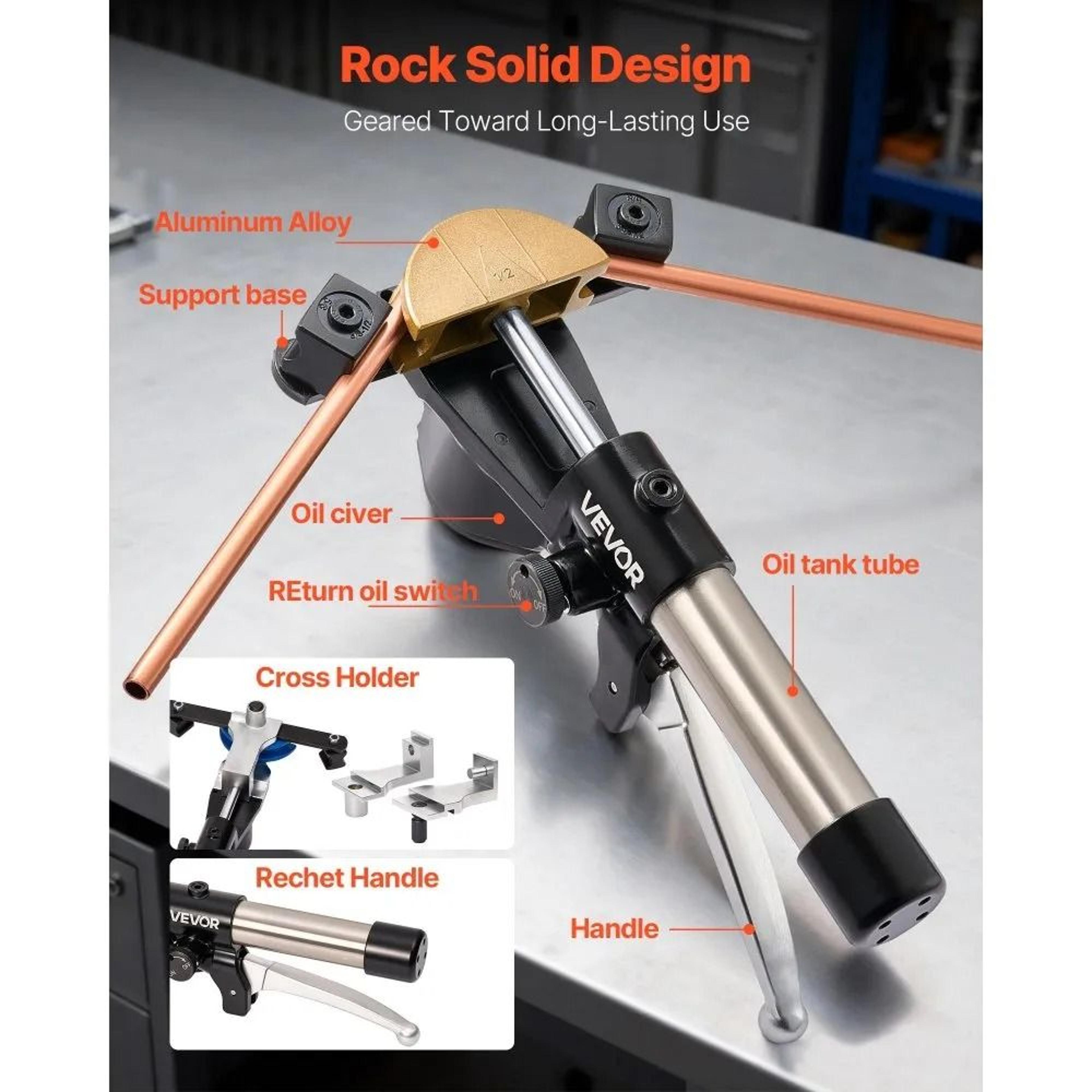 Hydraulic Tubing Bender Kit 14 To 78 Inch Copper Pipe Bender HVAC Tool With 7 Dies 2