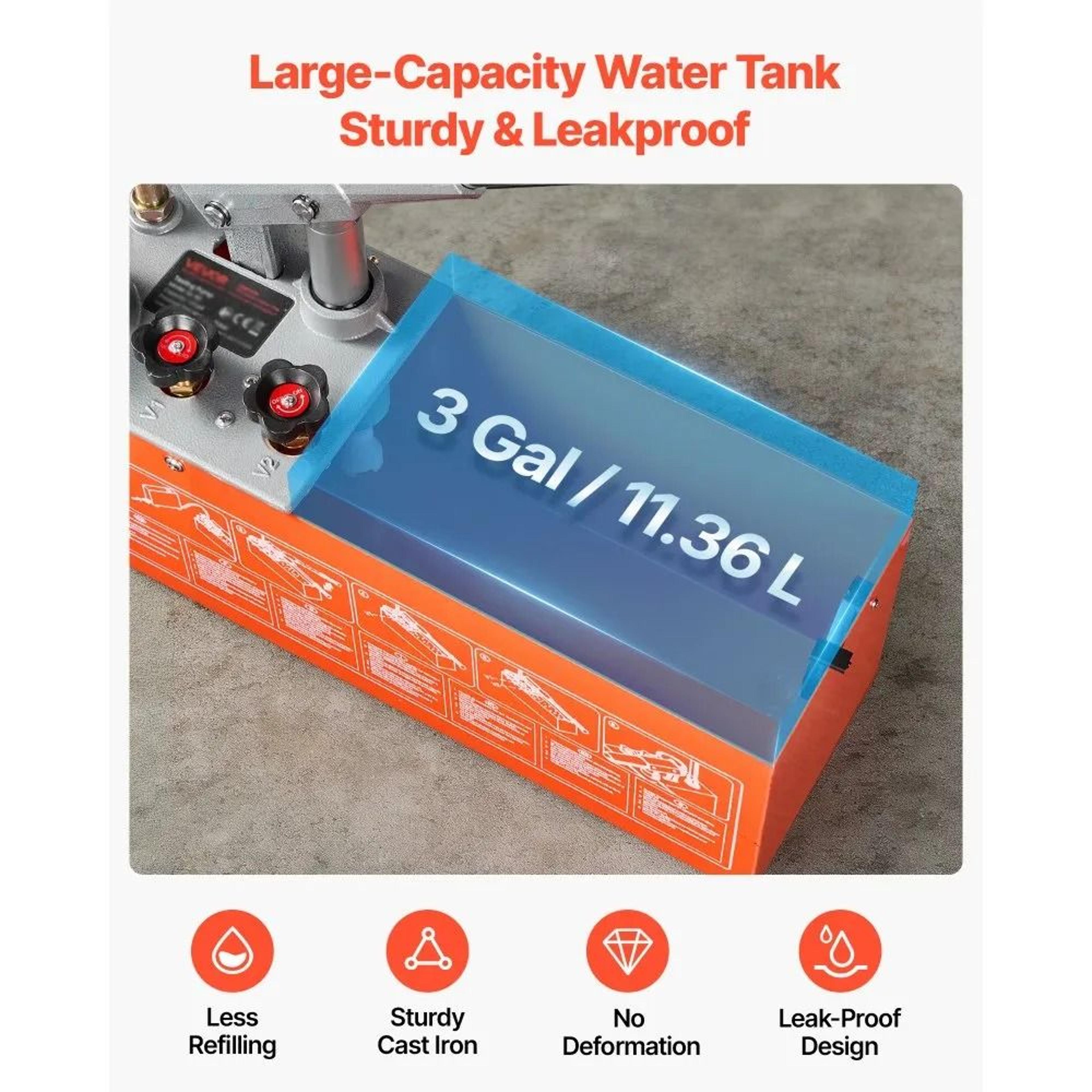 Hydrostatic Test Pump 3 Gallon Manual Water Pressure Tester With Dual Valve Gauge 50 Bar 4