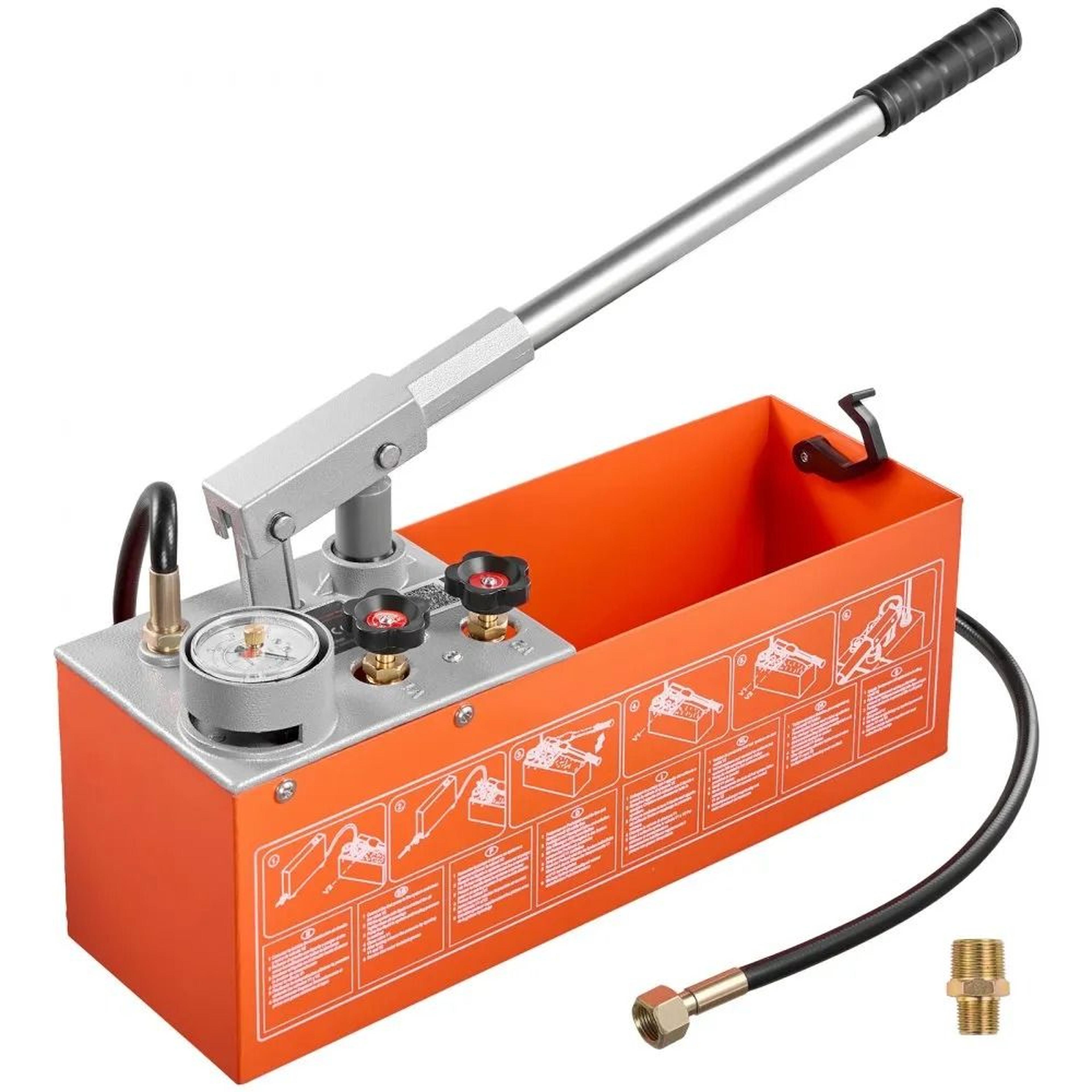 hydrostatic test pump 3 gallon manual water pressure tester with dual valve gauge 50 bar