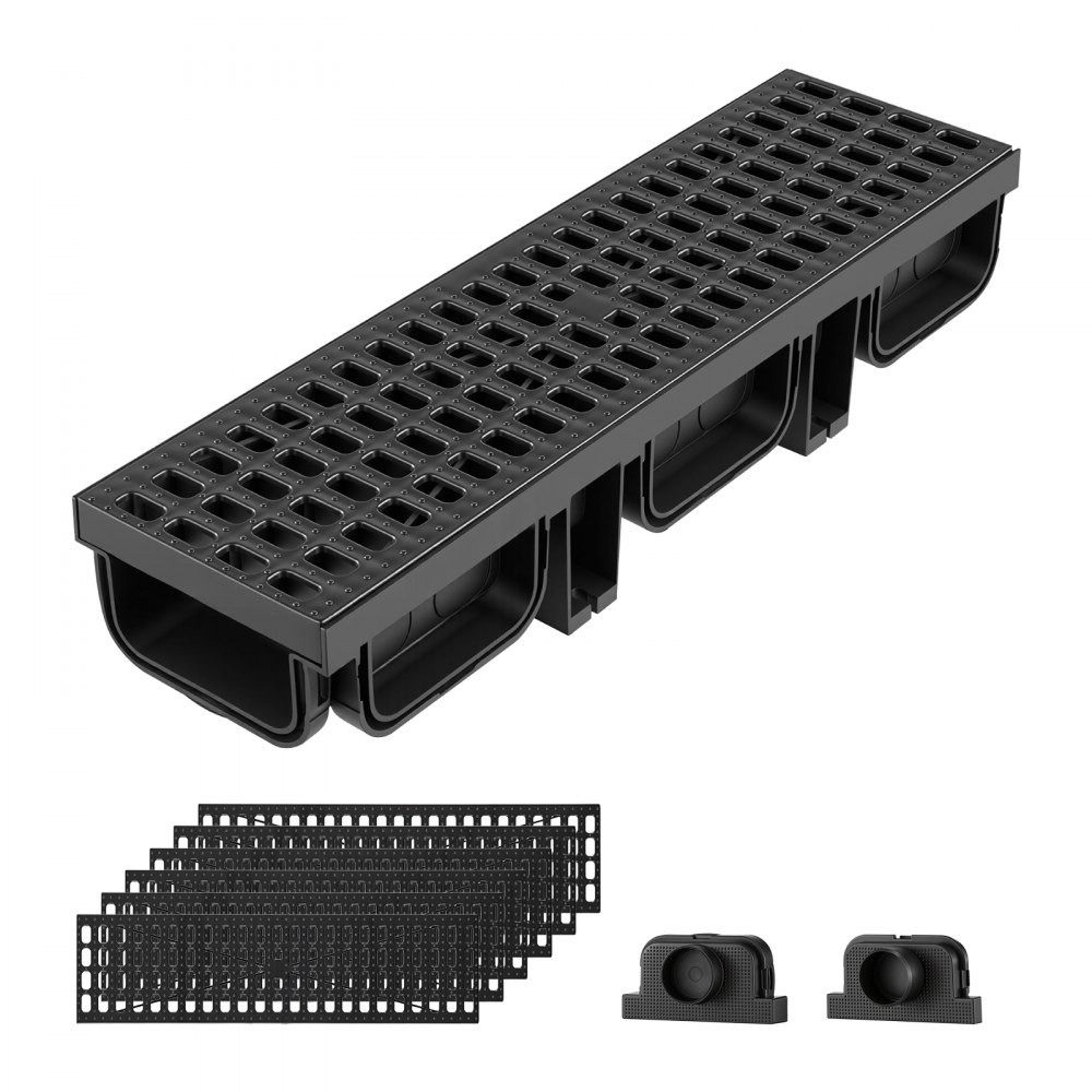 trench drain 6 pack 20.1 inch hdpe linear channel drain with grates for driveway patio pool and garden