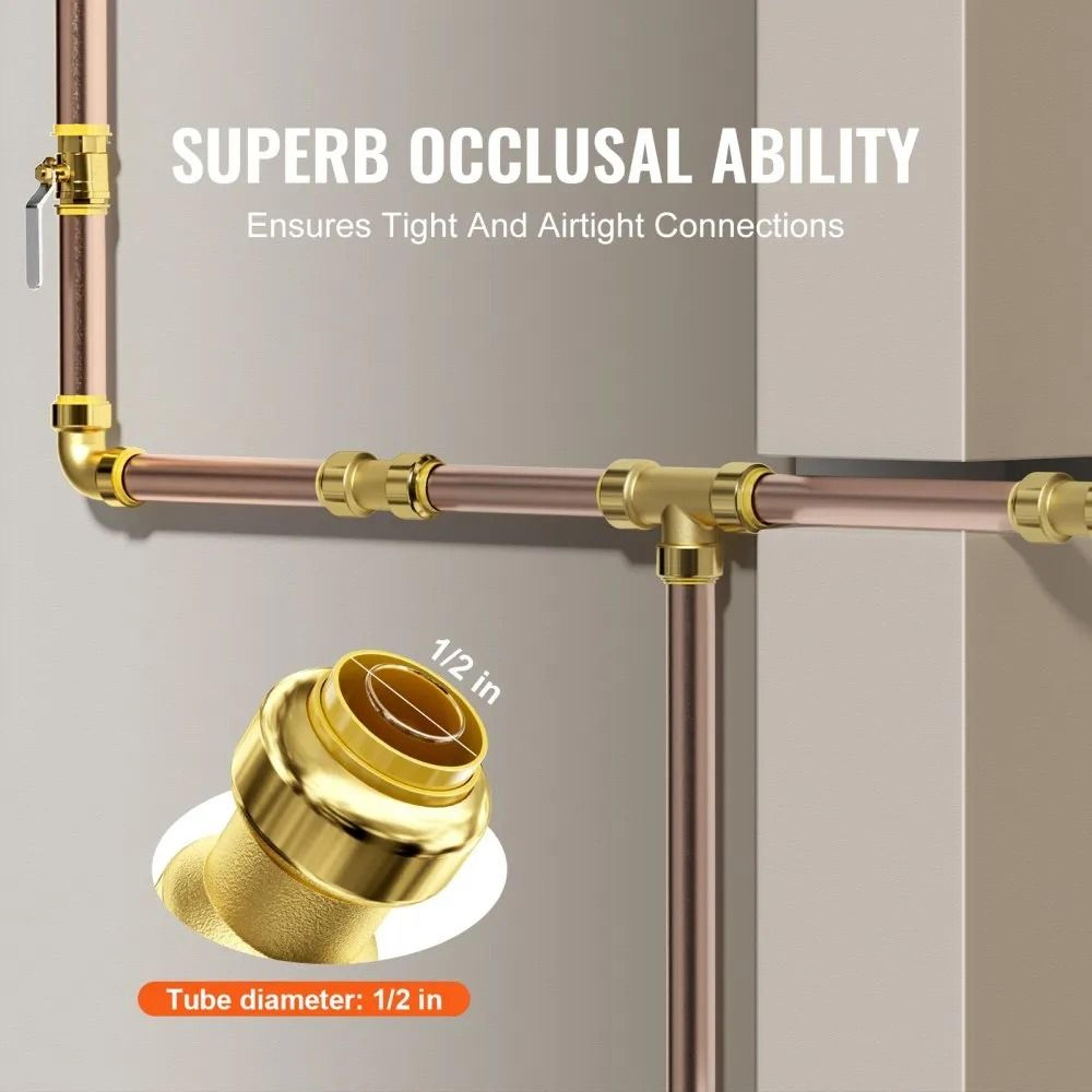 12 Inch Brass Push Fit Pipe Fittings Kit 25PCS For PEX Copper CPVC Plumbing 2