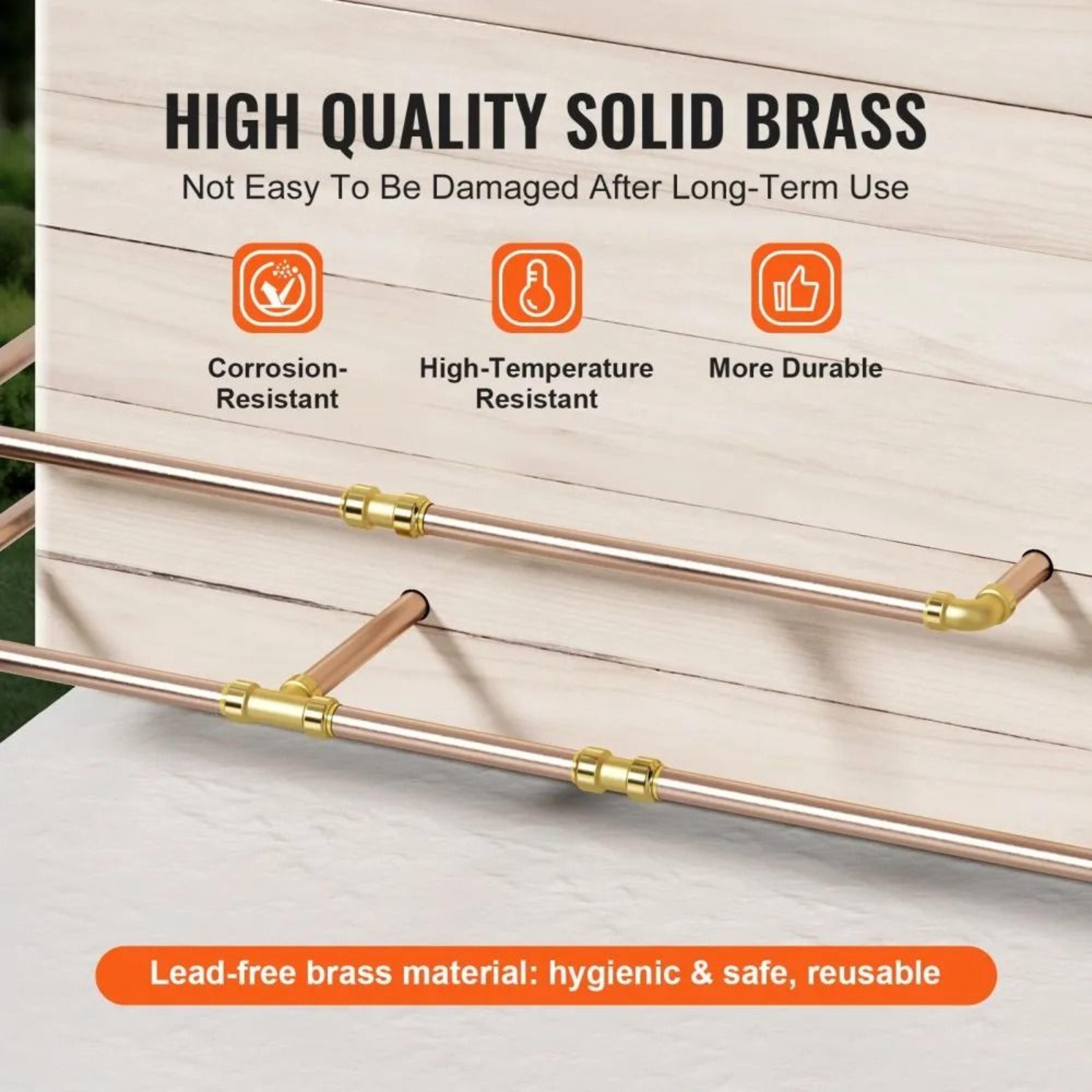 12 Inch Brass Push Fit Pipe Fittings Kit 25PCS For PEX Copper CPVC Plumbing 5