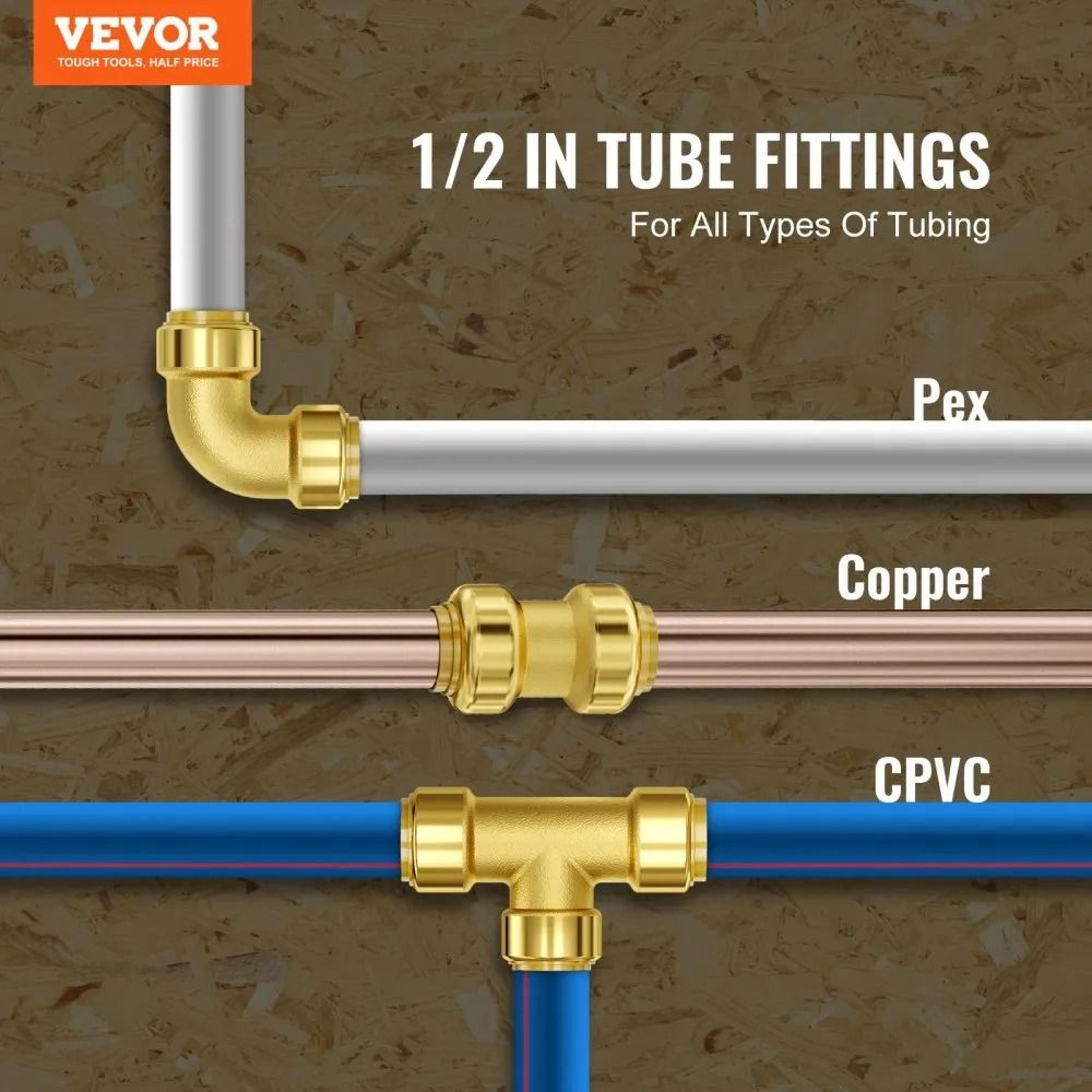 12 Inch Brass Push Fit Pipe Fittings Kit 25PCS For PEX Copper CPVC Plumbing 1