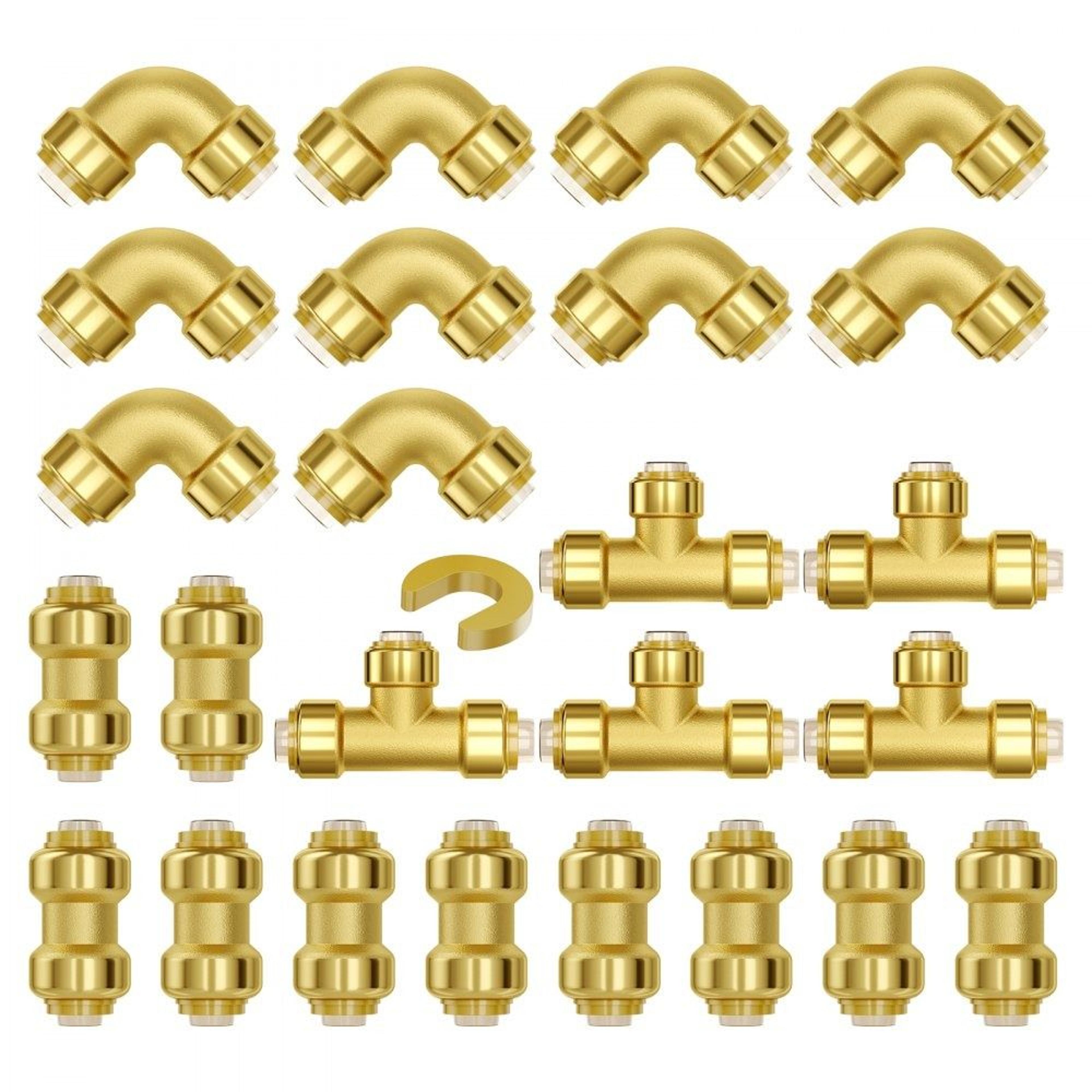 1/2 inch brass push fit pipe fittings kit 25pcs for pex copper cpvc plumbing