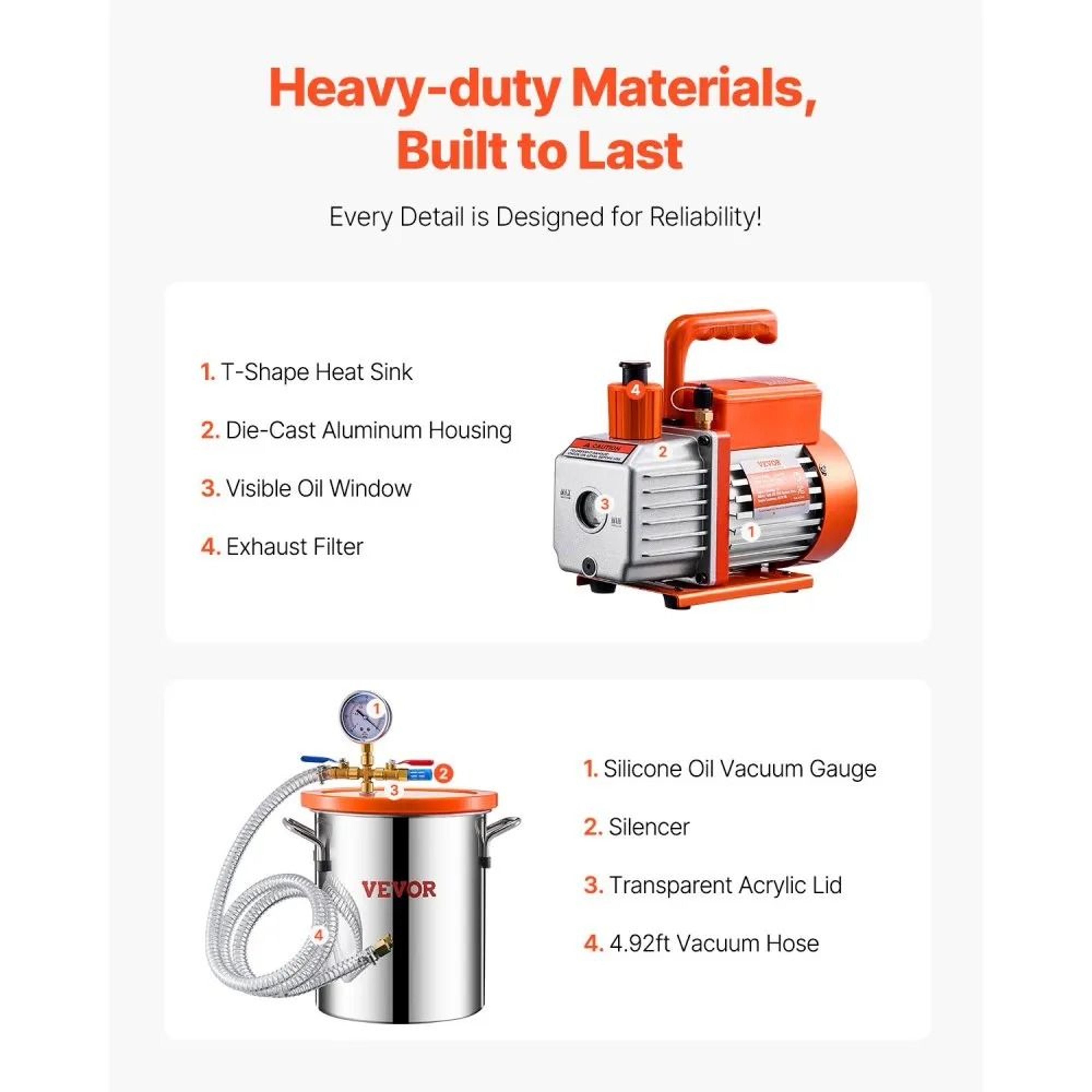 3 Gallon Vacuum Chamber Kit With 35 CFM Pump For Resin Degassing And Silicone Bubble Removal 2