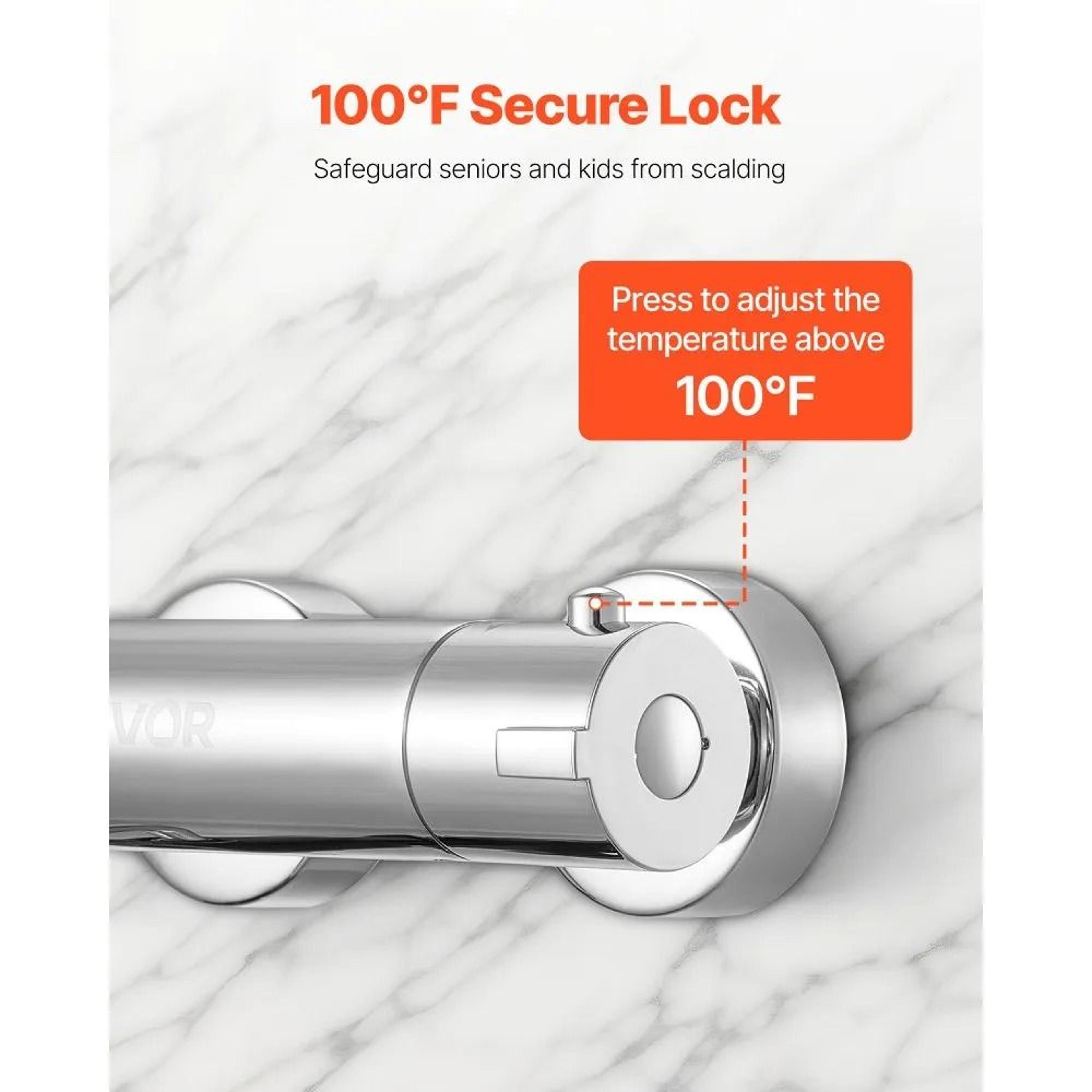 Thermostatic Shower Faucet Valve With Secure Lock And Leak Proof Chrome Finish 3