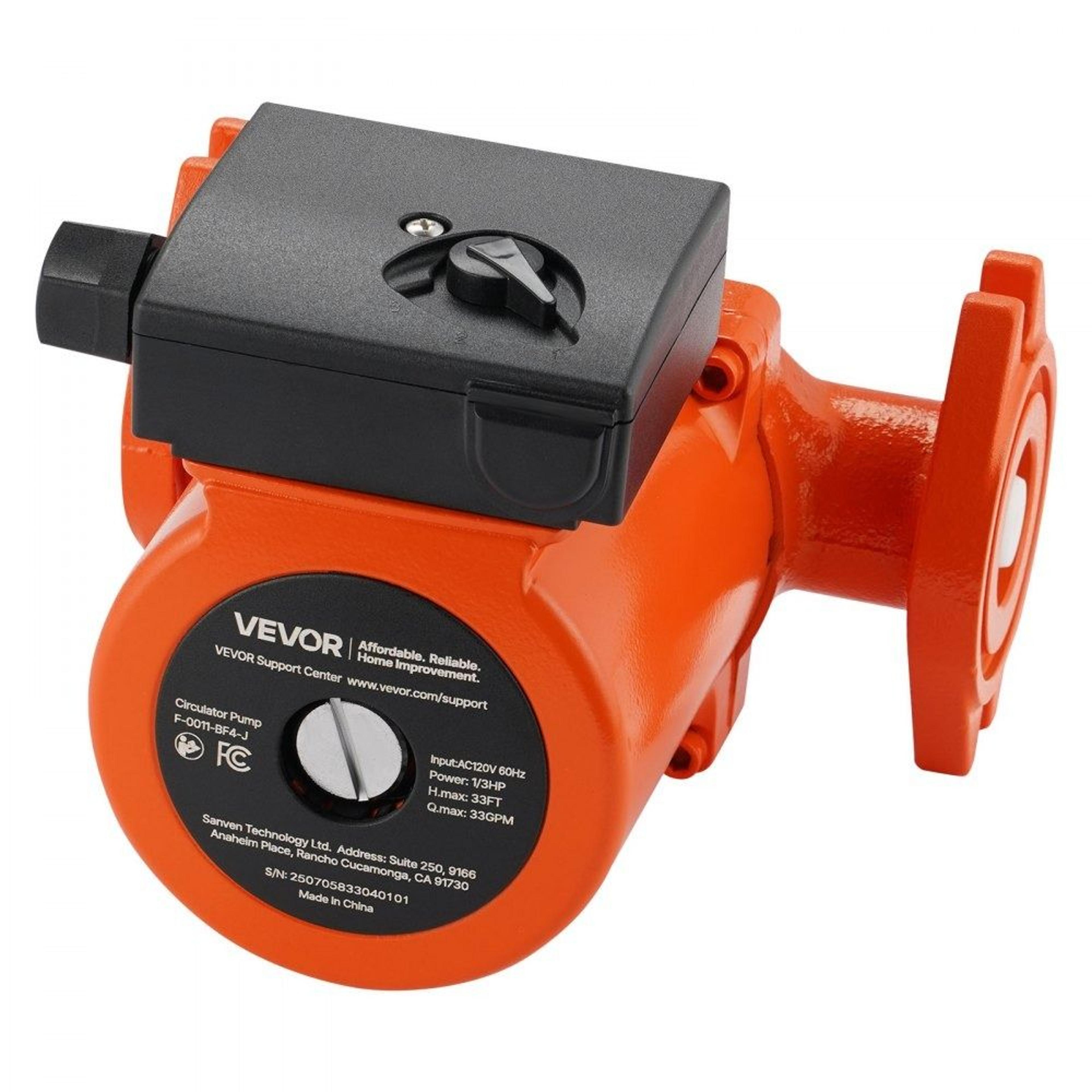 1/3 hp cast iron circulator pump 33 gpm hot water recirculating pump