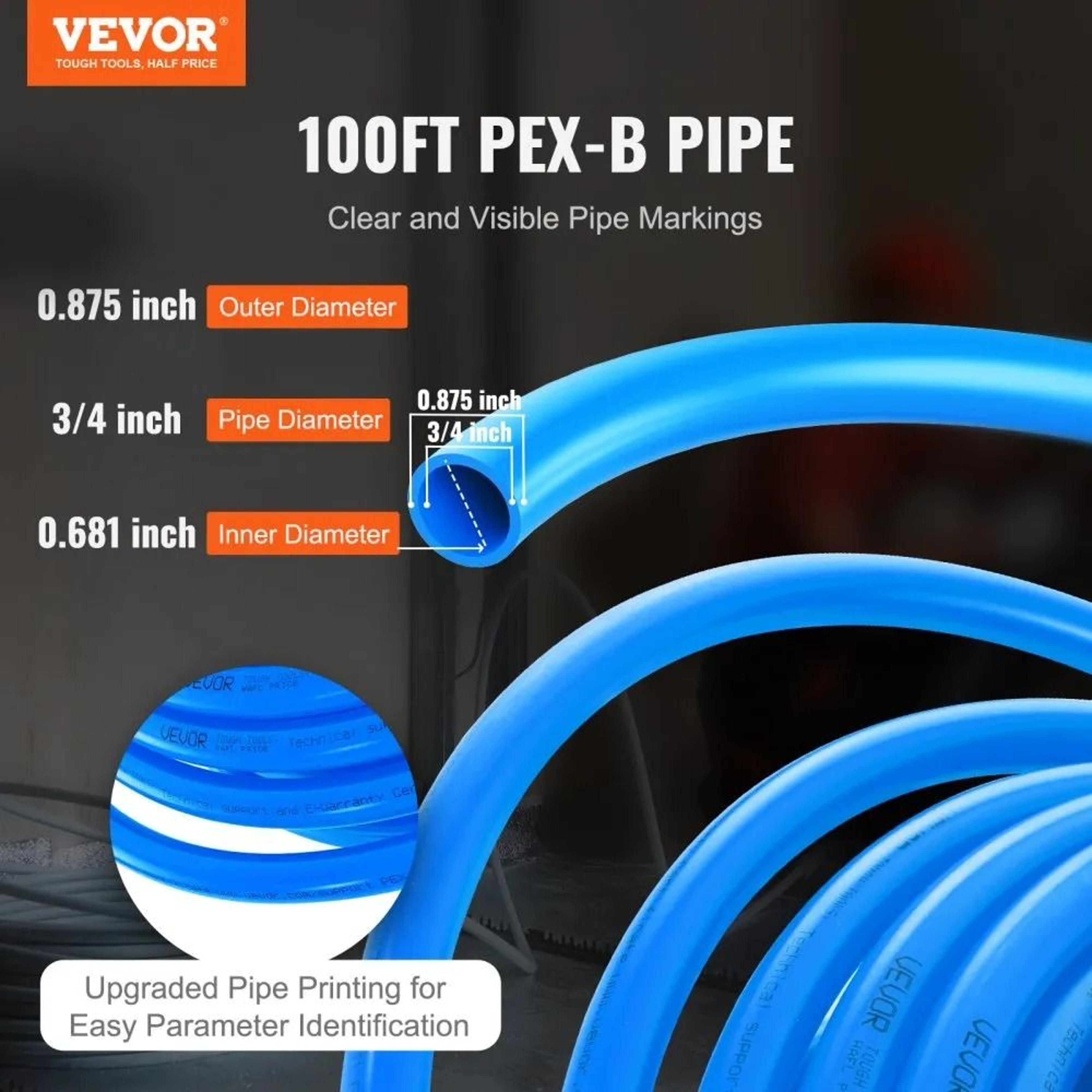 34 Inch PEX Pipe 100 FT PEX B Flexible Water Tubing With Cutter Clamps 1