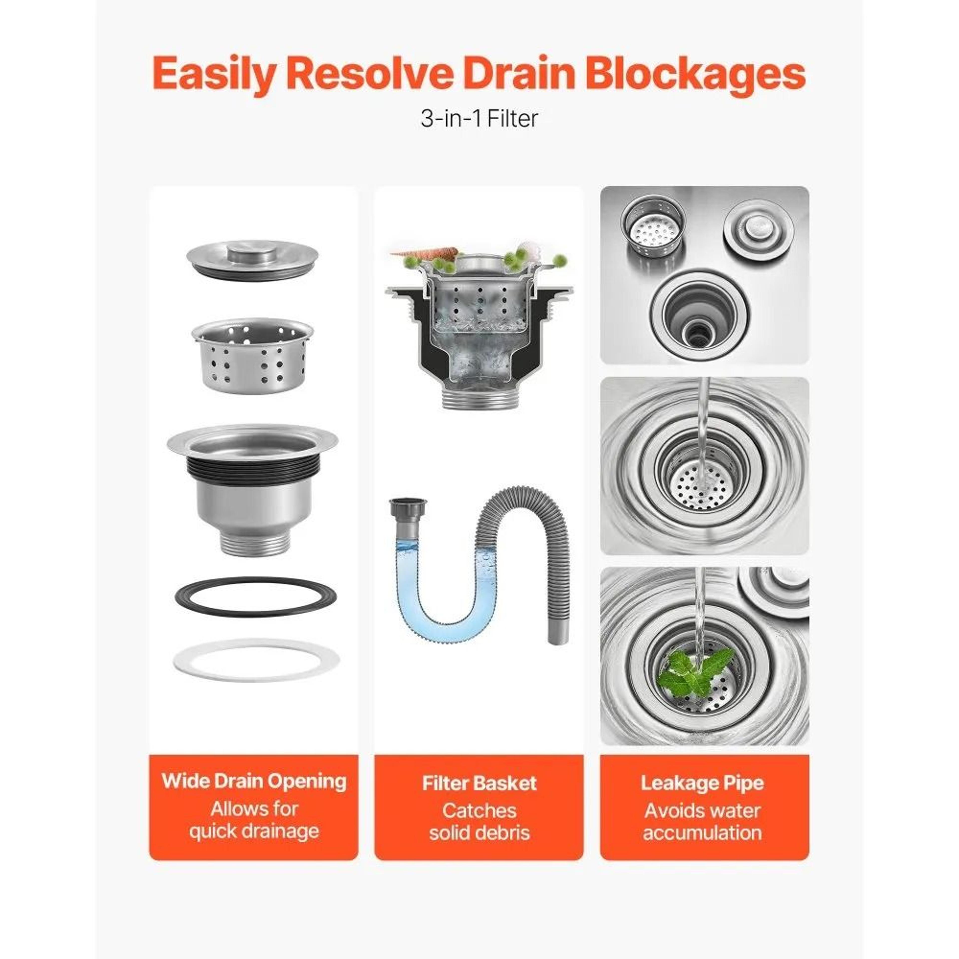 Stainless Steel Mop Sink 22x19x12 Inch Wall Mounted Utility Sink With 3 In 1 Drain Filter 4