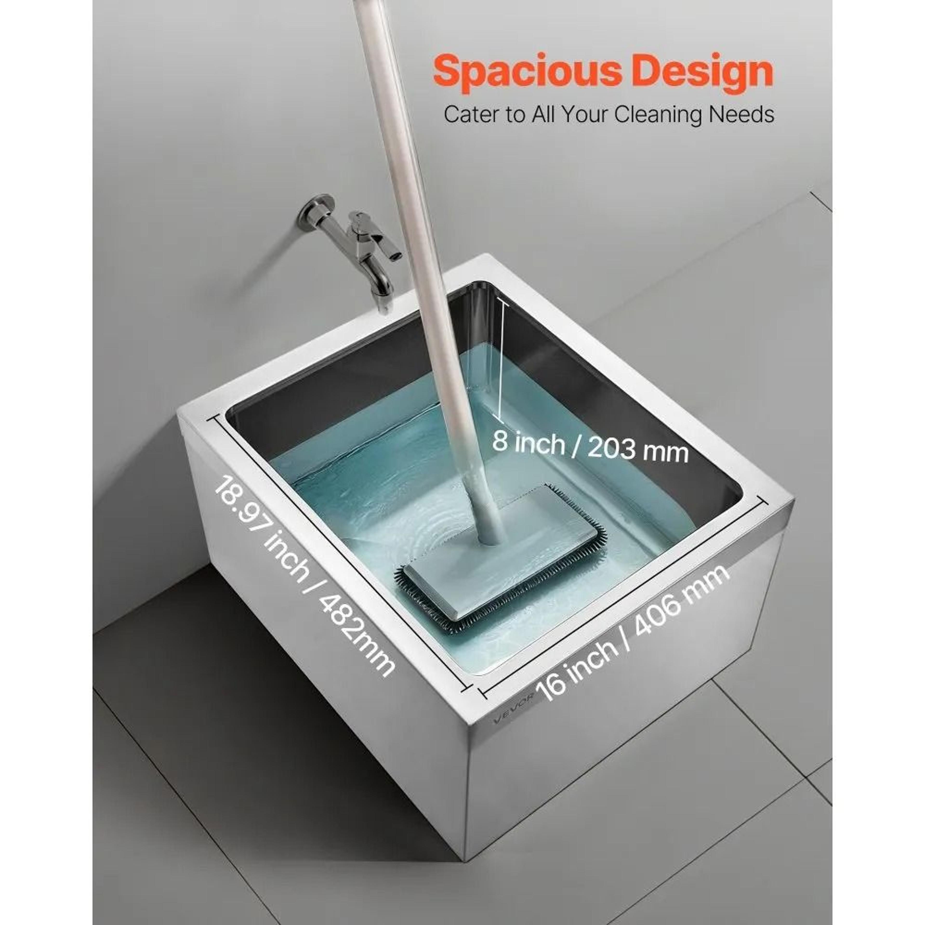 Stainless Steel Mop Sink 22x19x12 Inch Wall Mounted Utility Sink With 3 In 1 Drain Filter 1
