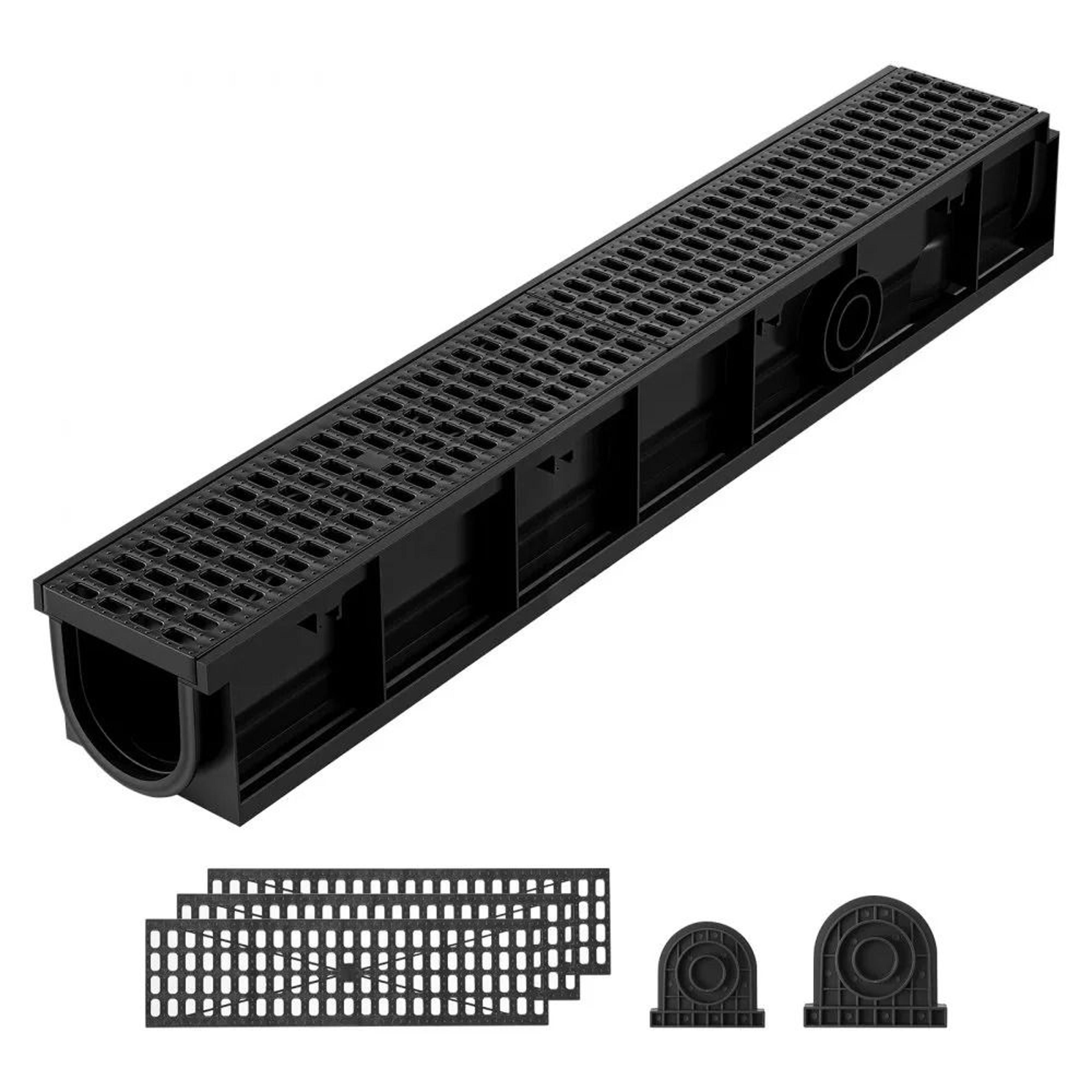 3 pack trench drain hdpe channel drain system with grates for driveway patio and yard