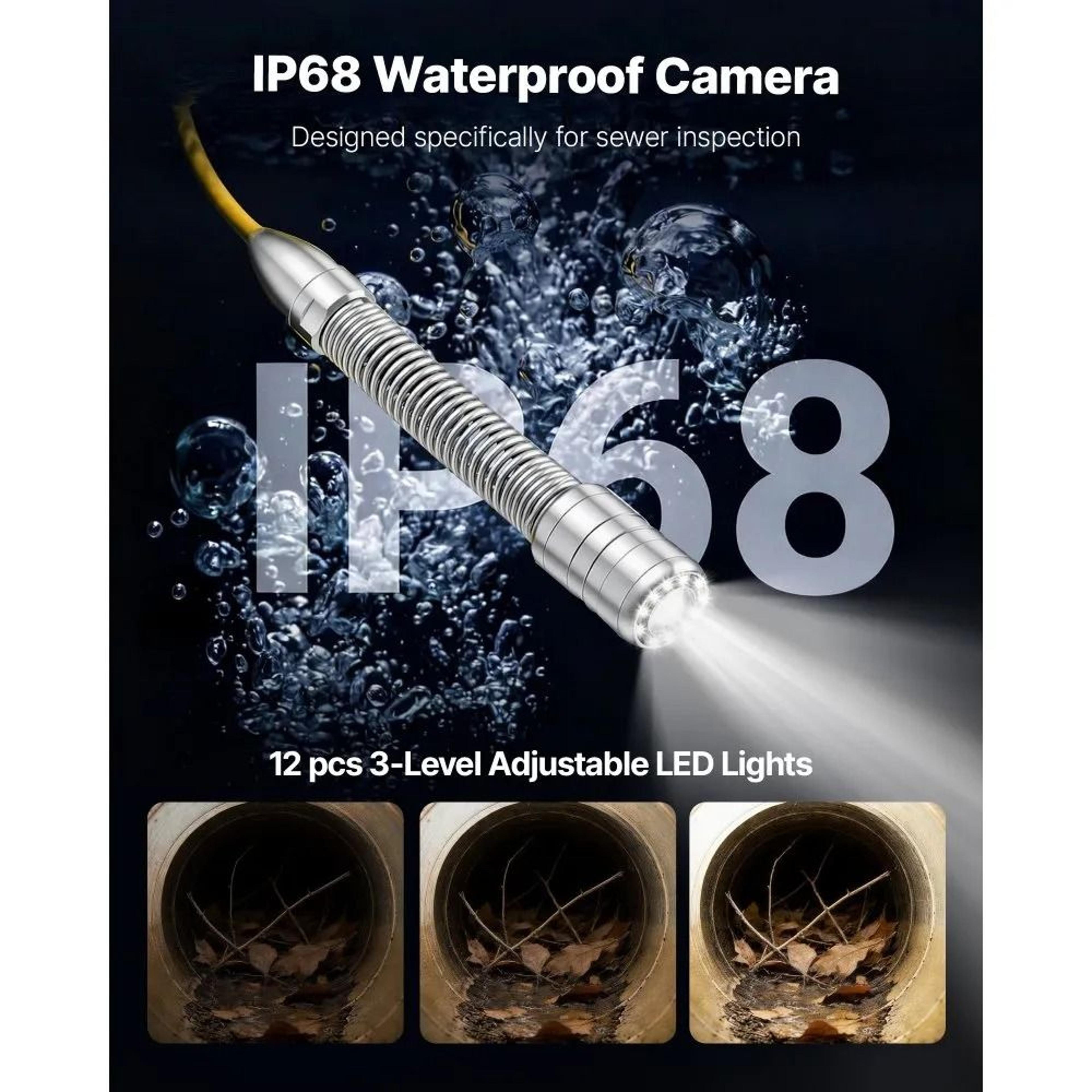 WiFi Sewer Camera 20m HD Drain Pipe Inspection Camera With IP68 Waterproof Cable 3