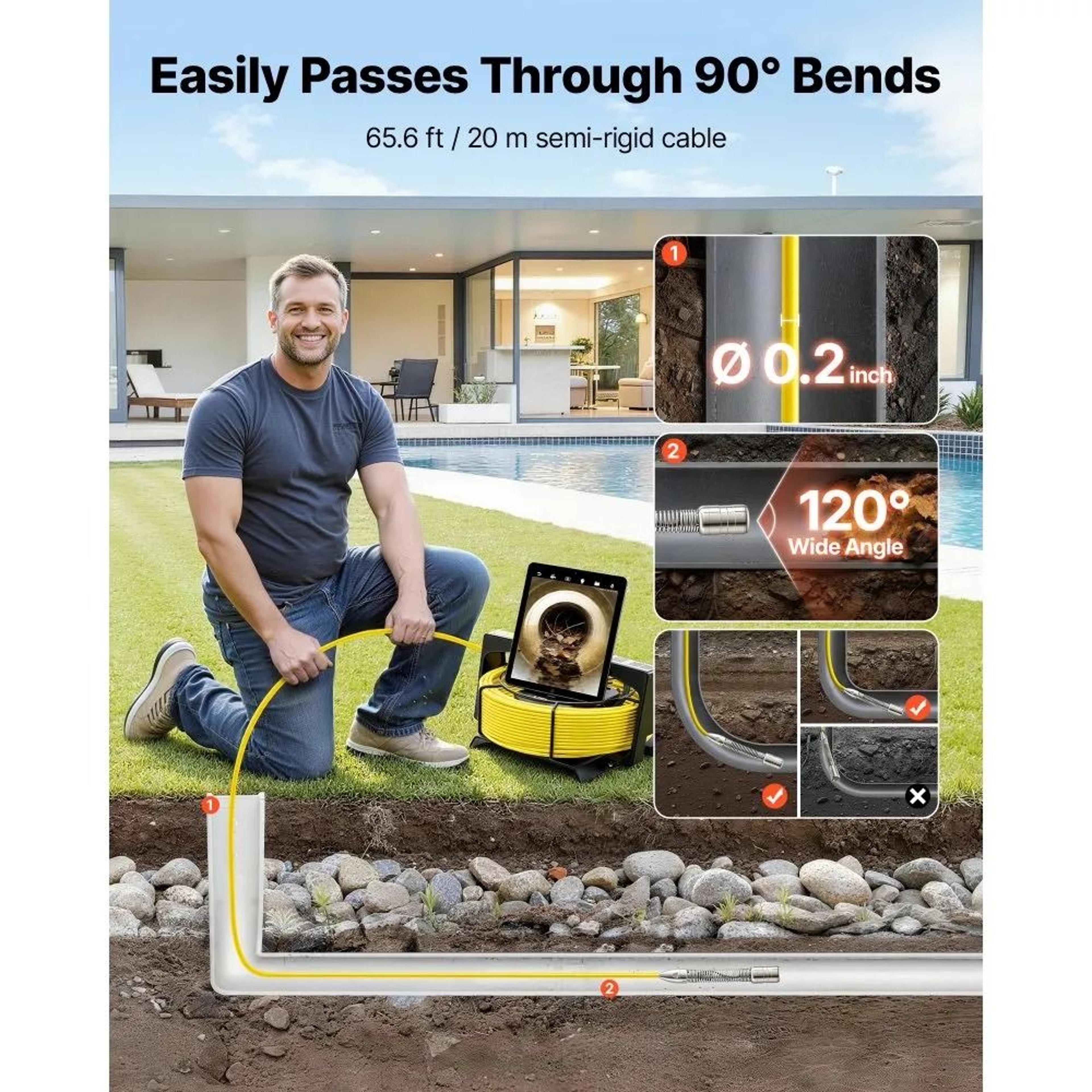 WiFi Sewer Camera 20m HD Drain Pipe Inspection Camera With IP68 Waterproof Cable 4