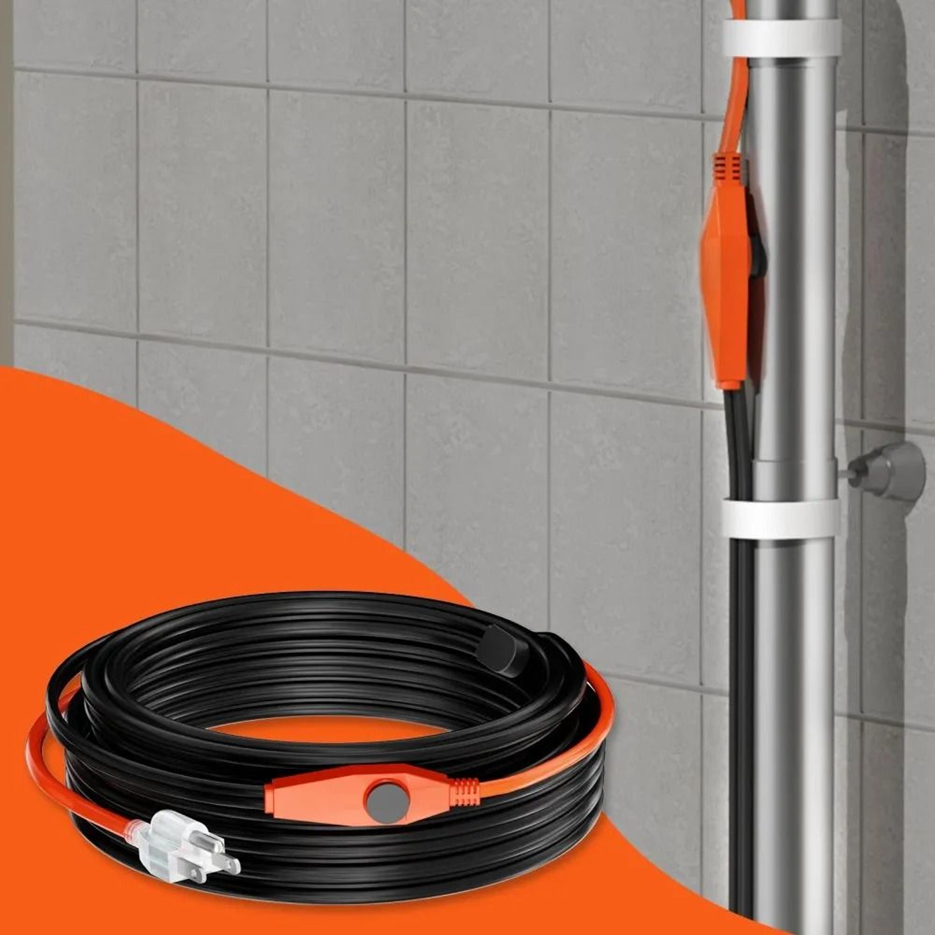 80FT Pipe Heating Cable With Thermostat 7WFT Heat Tape For Frozen Pipe Protection 6