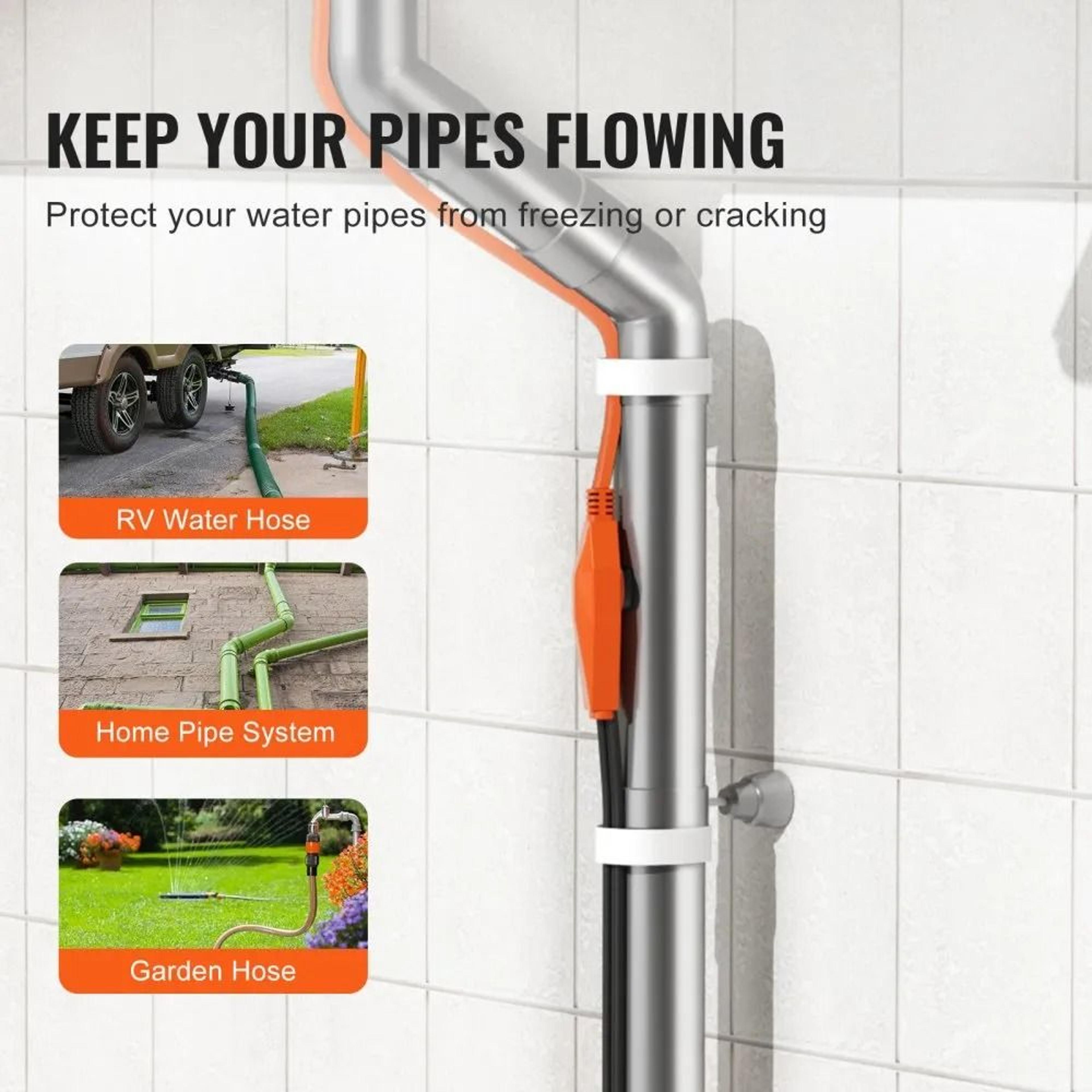 80FT Pipe Heating Cable With Thermostat 7WFT Heat Tape For Frozen Pipe Protection 5