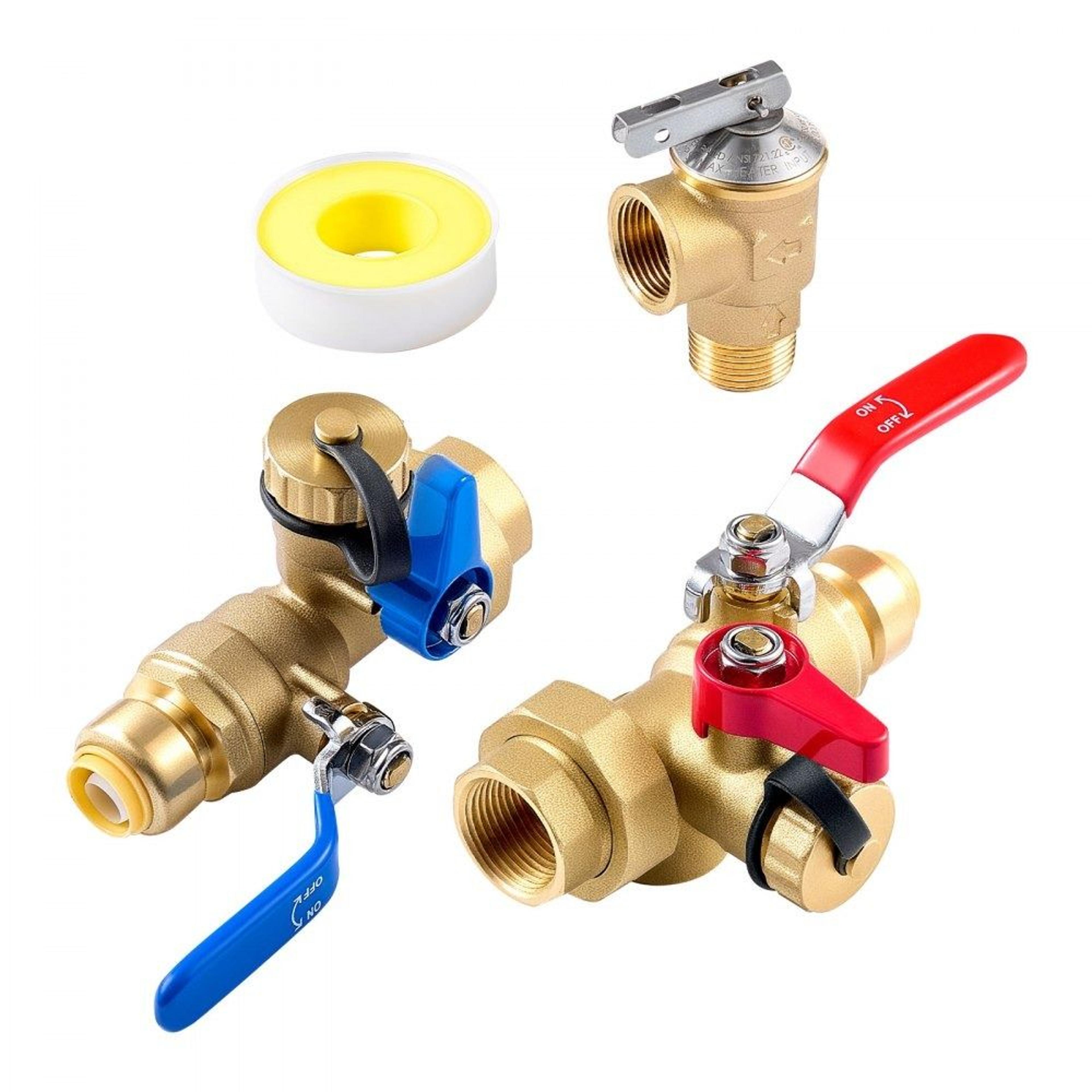 3/4 inch tankless water heater service valve kit with isolation valves