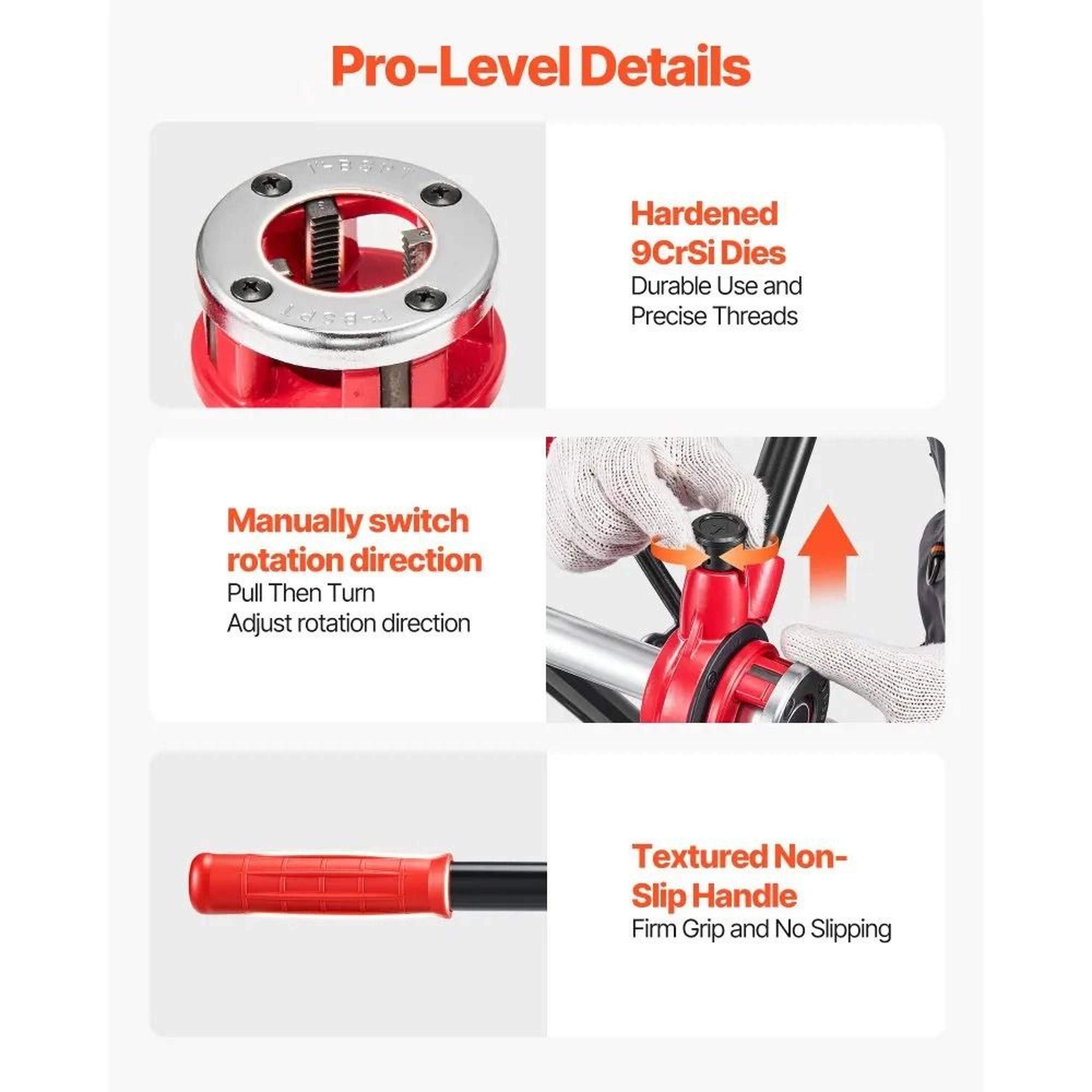 Ratchet Pipe Threader Kit With 3 Dies Portable Plumbing Threading Tool Set 2