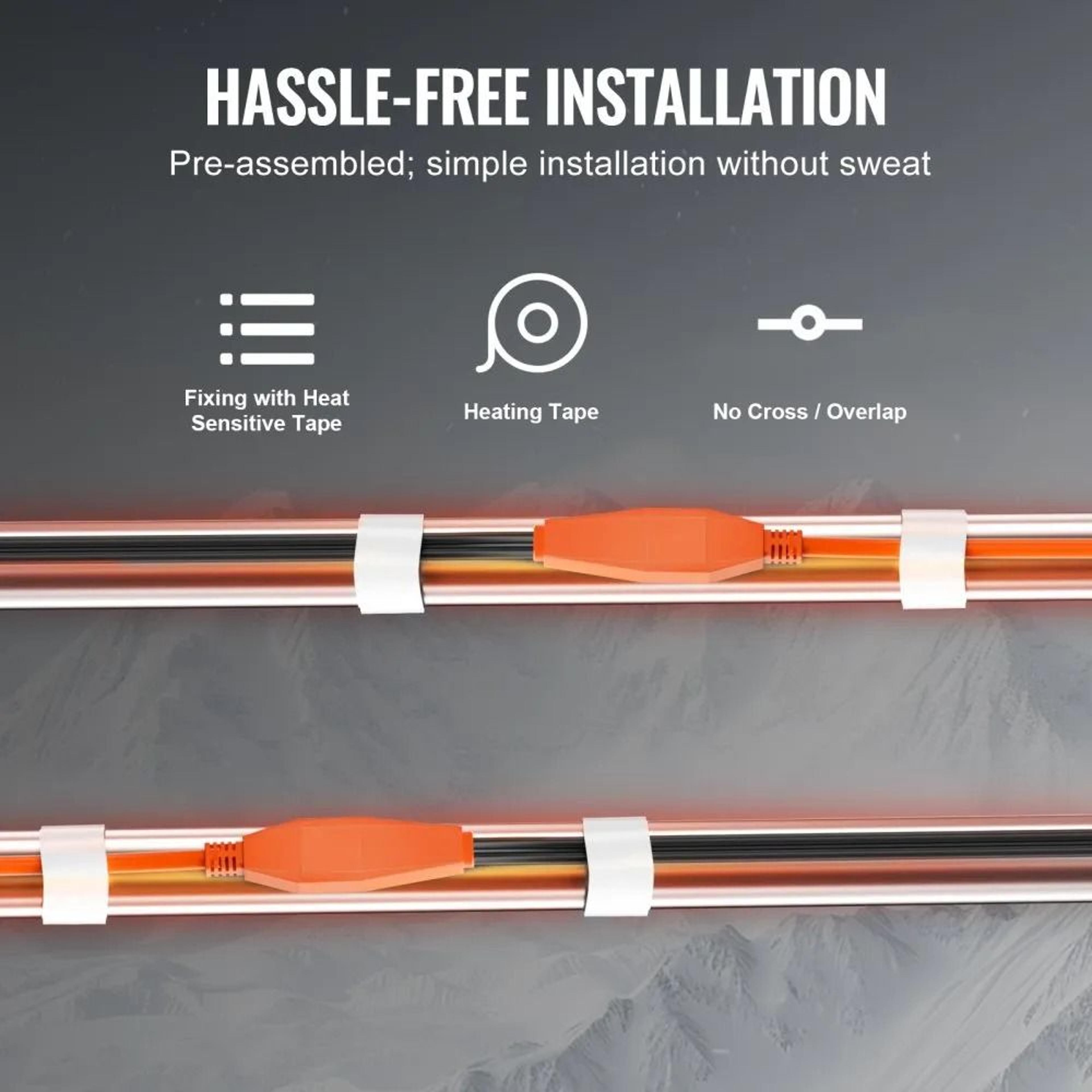 30FT Pipe Heating Cable 7W FT Heat Tape With Thermostat For Freeze Protection 2