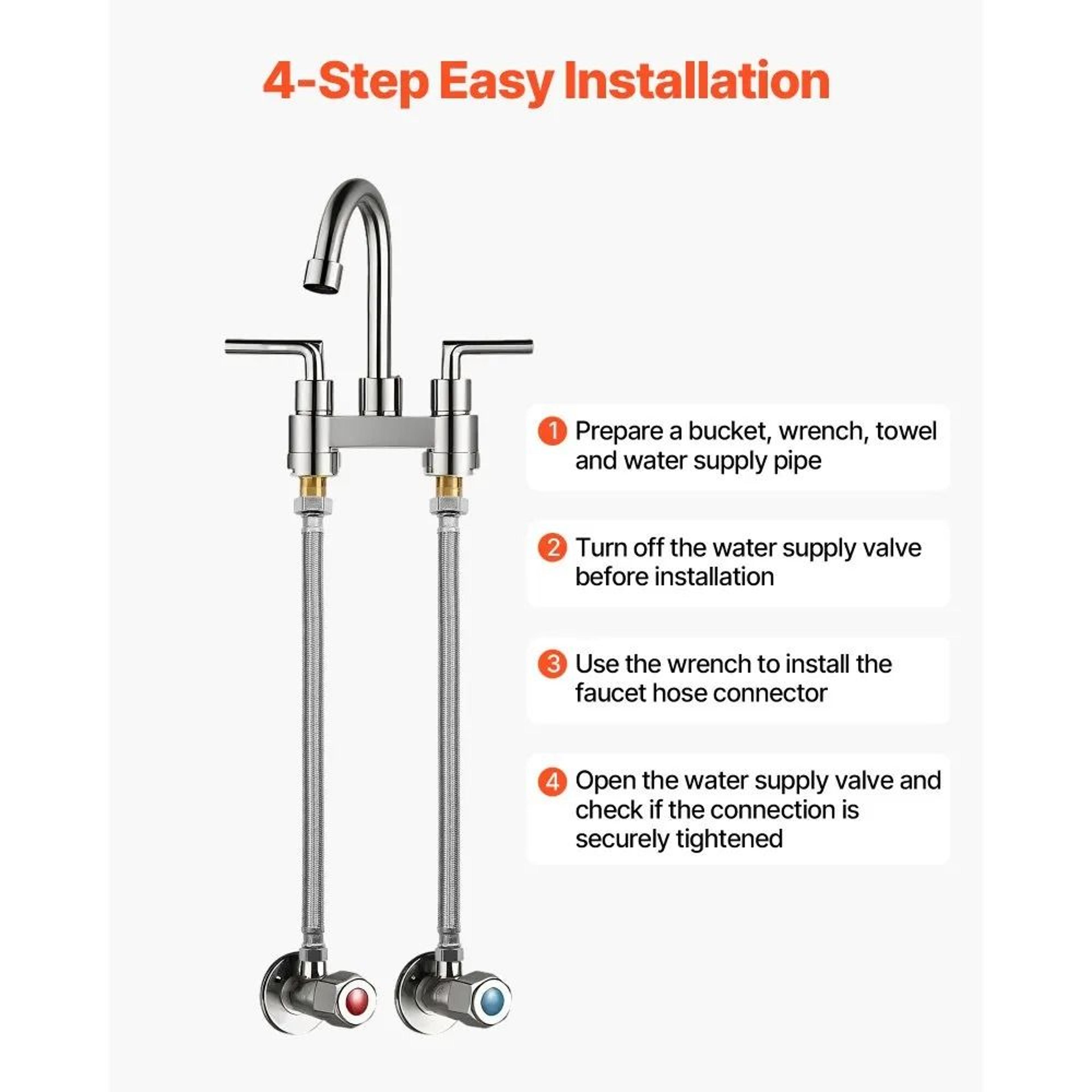 24 Inch Braided Stainless Steel Faucet Supply Line Connector 2 Pack 5