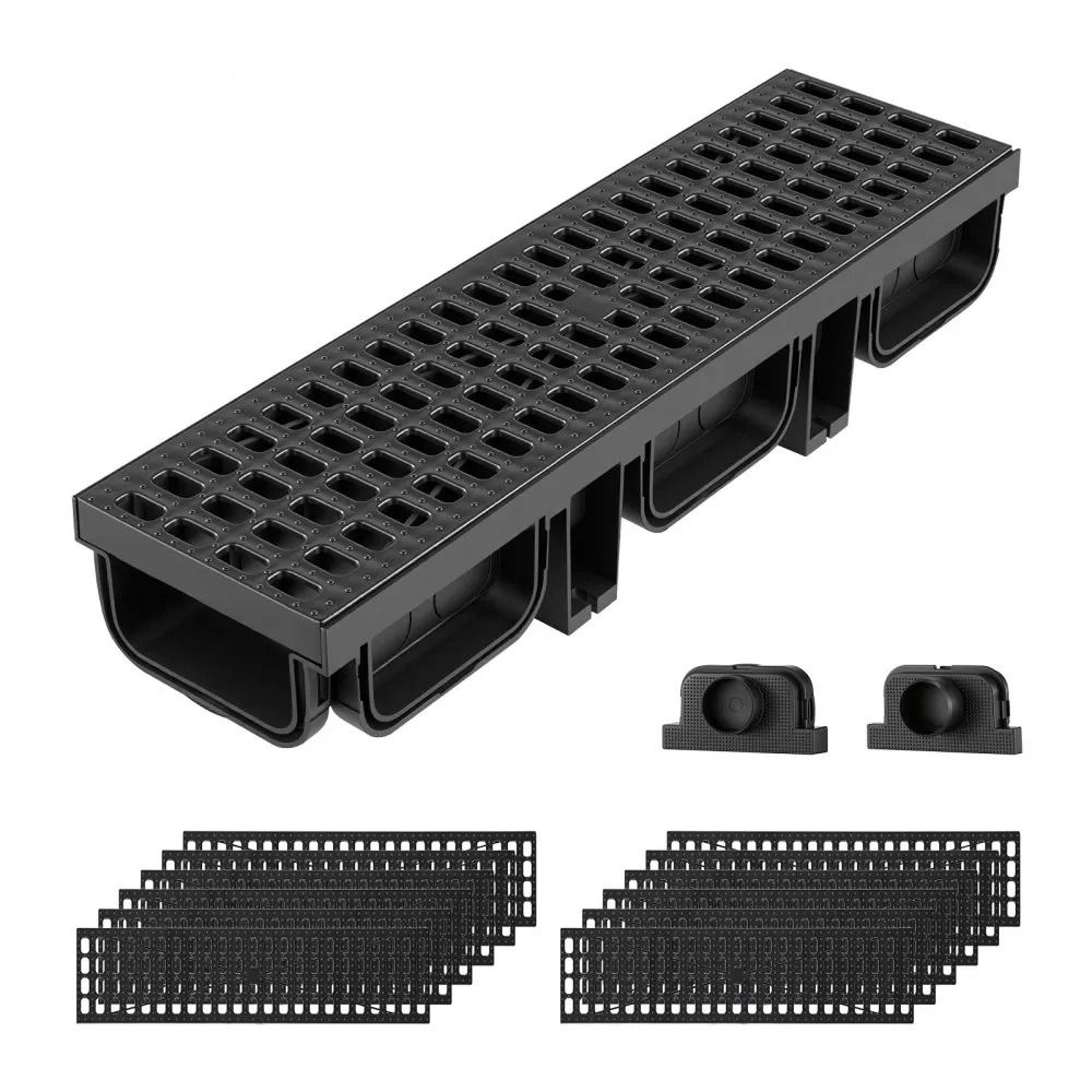 trench drain 12 pack hdpe channel drain with grates for driveway and patio