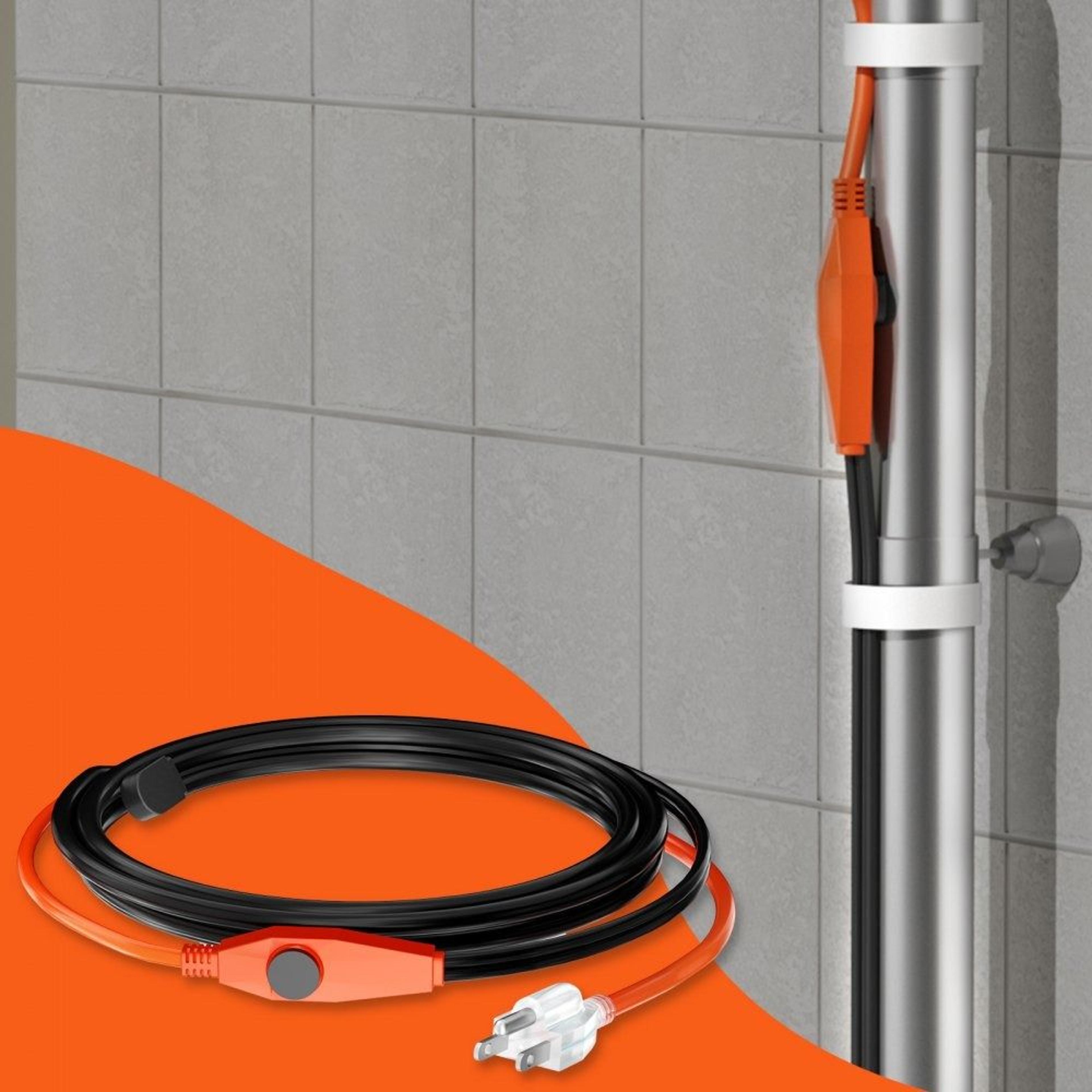 3FT Pipe Heating Cable With Thermostat 7WFT Heat Tape For Freeze Protection 7