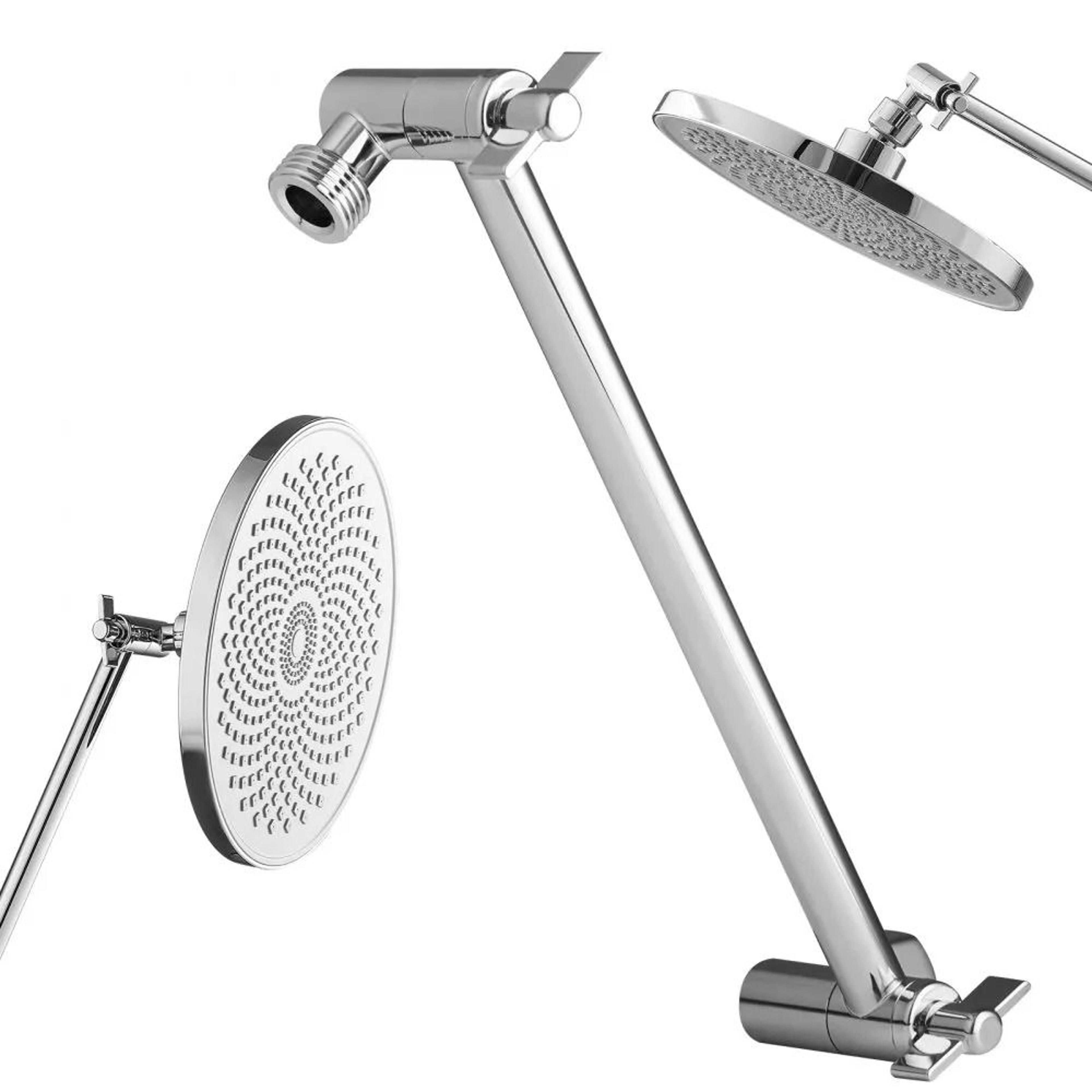 adjustable shower head extension arm 11 inch brass extender with 360° height angle control
