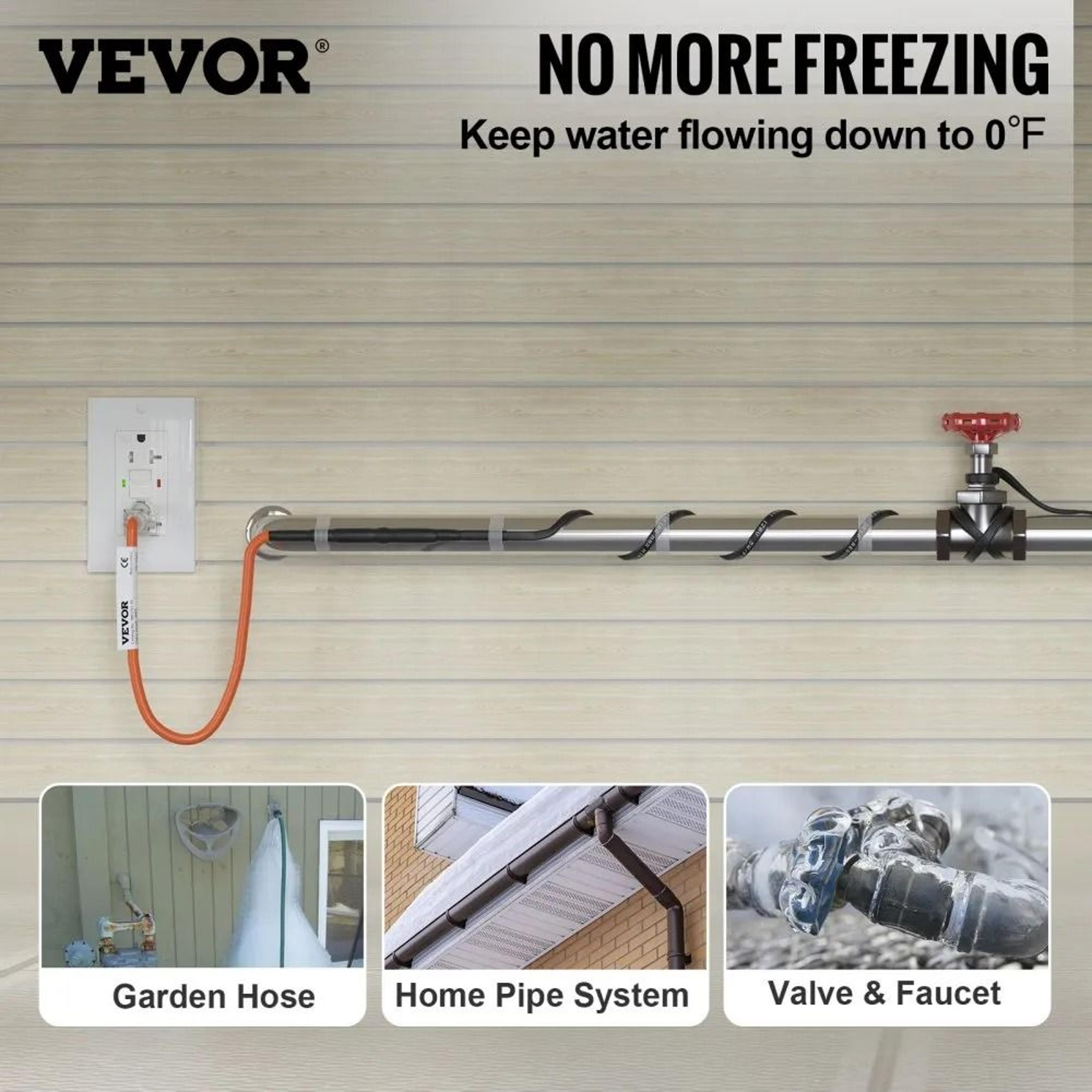 120ft Self Regulating Pipe Heating Cable 5Wft With Thermostat 6