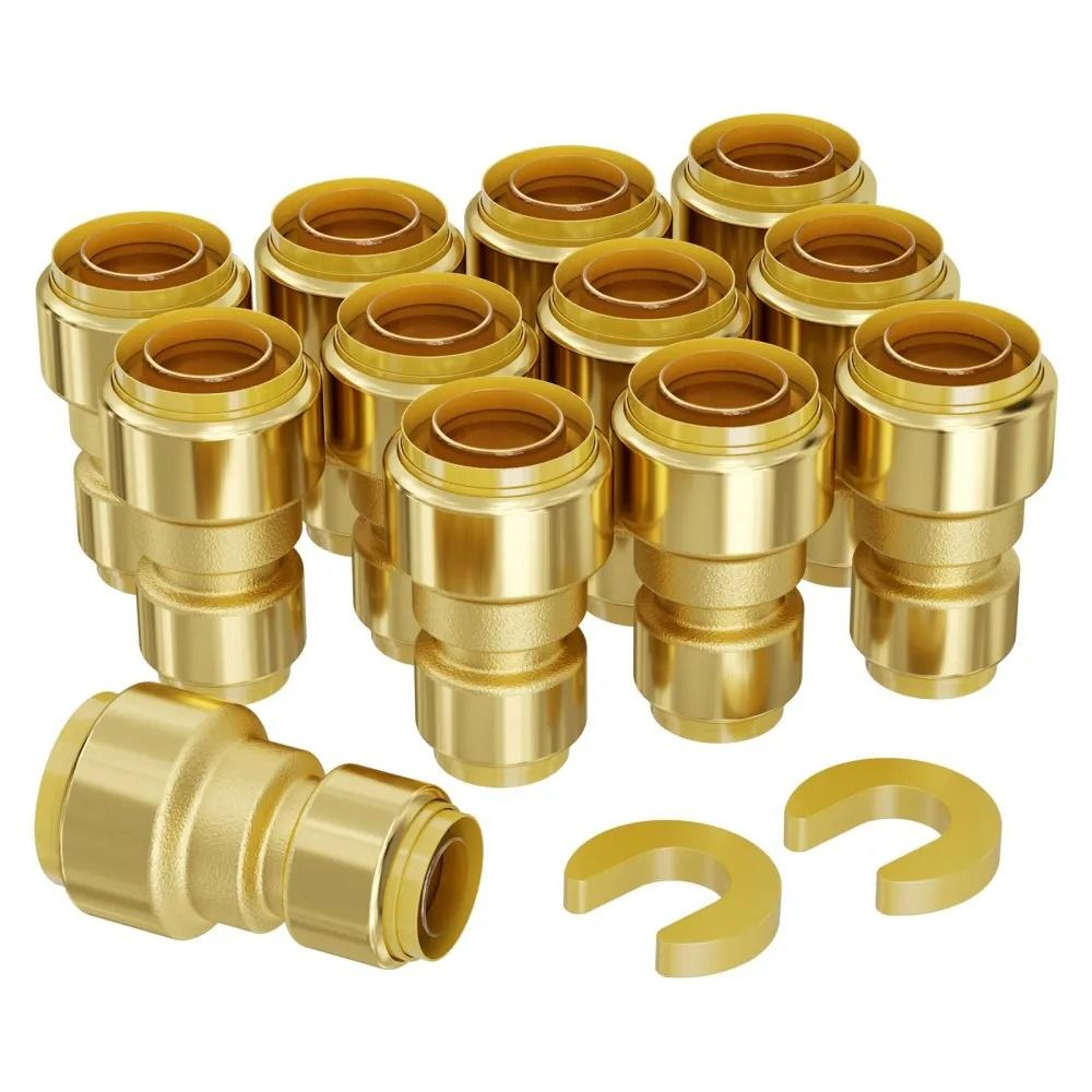 brass push fit pipe fittings 12pcs 1/2 3/4 inch plumbing connectors
