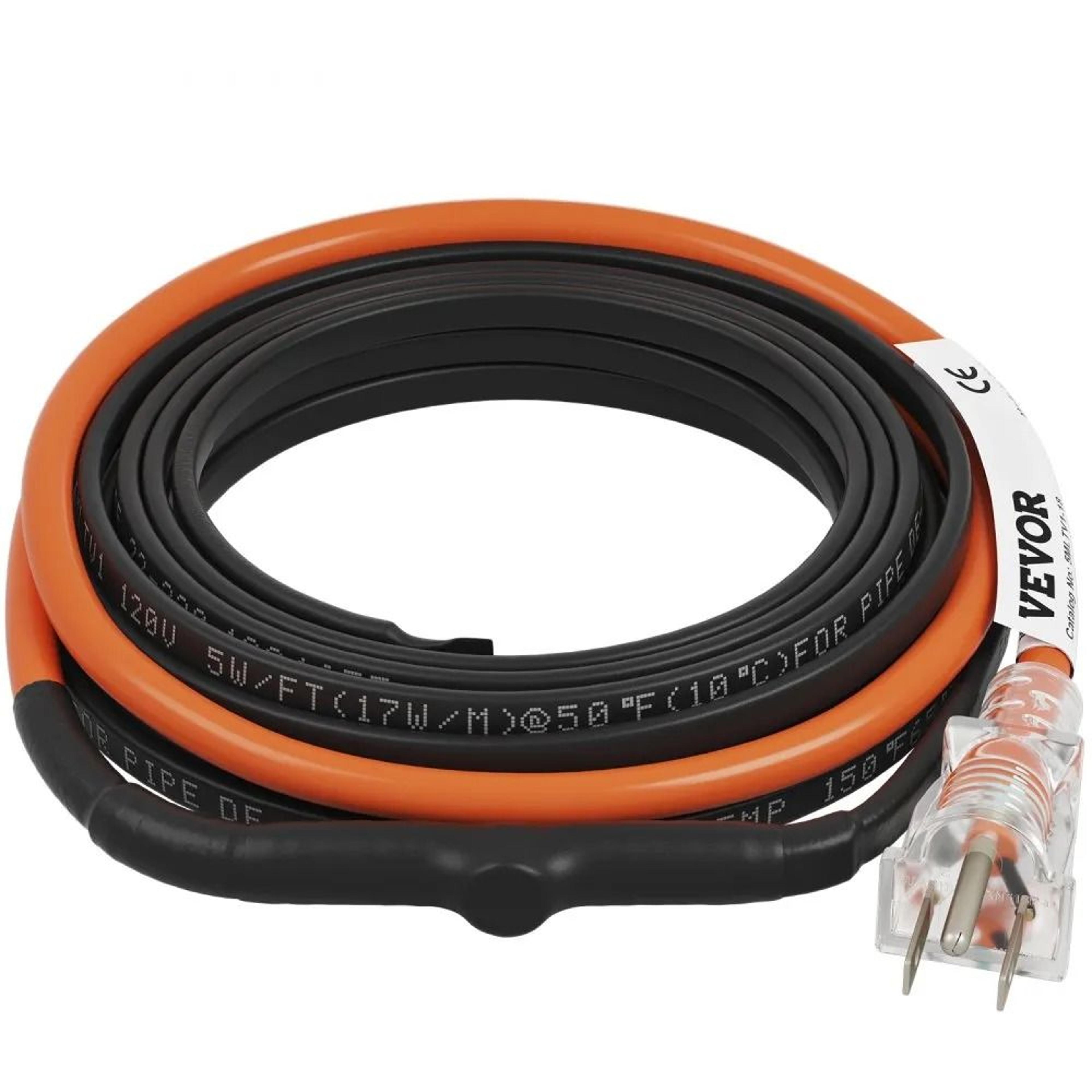 self regulating pipe heating cable 18ft 5w/ft freeze protection heat tape with thermostat