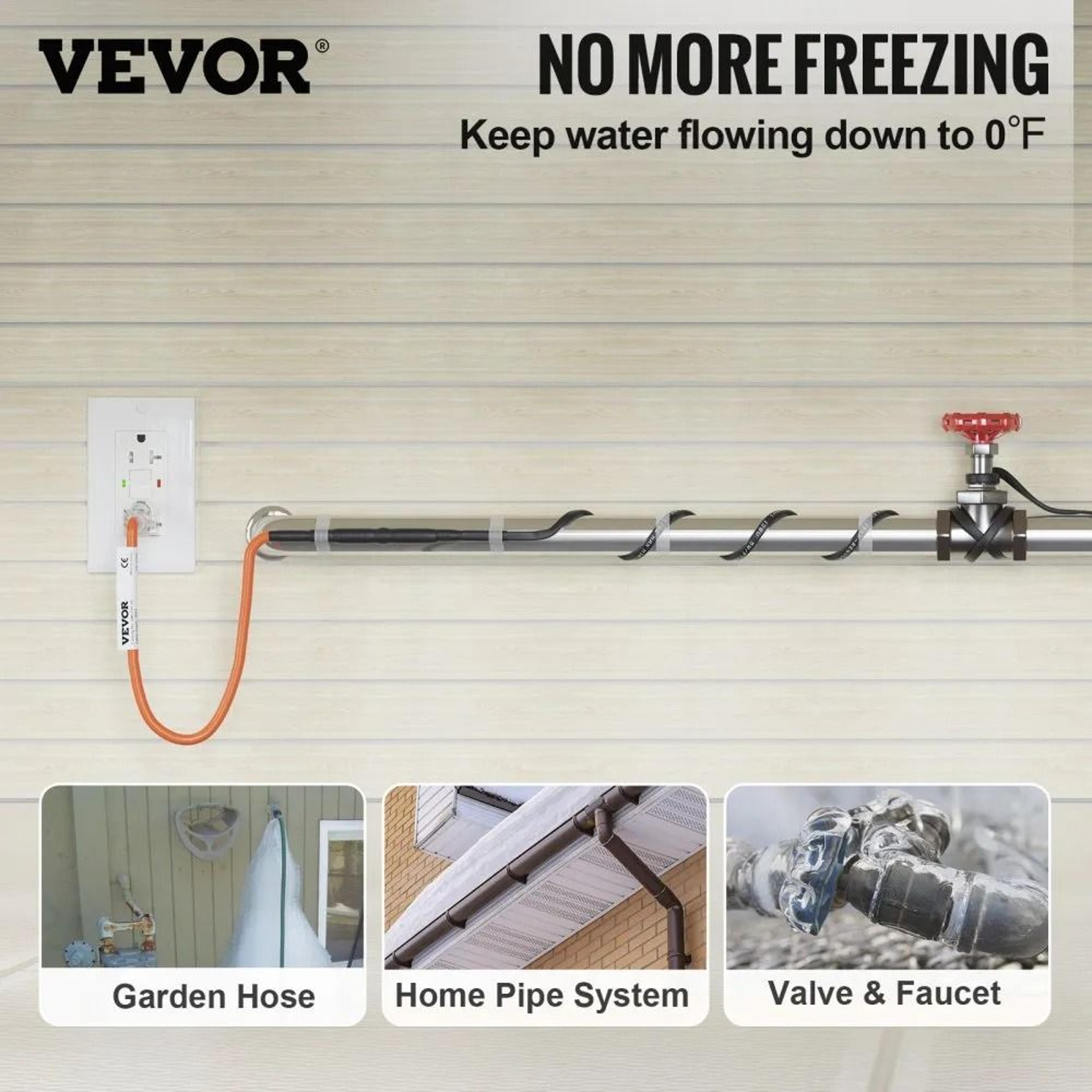 Self Regulating Pipe Heating Cable 18FT 5Wft Freeze Protection Heat Tape With Thermostat 6