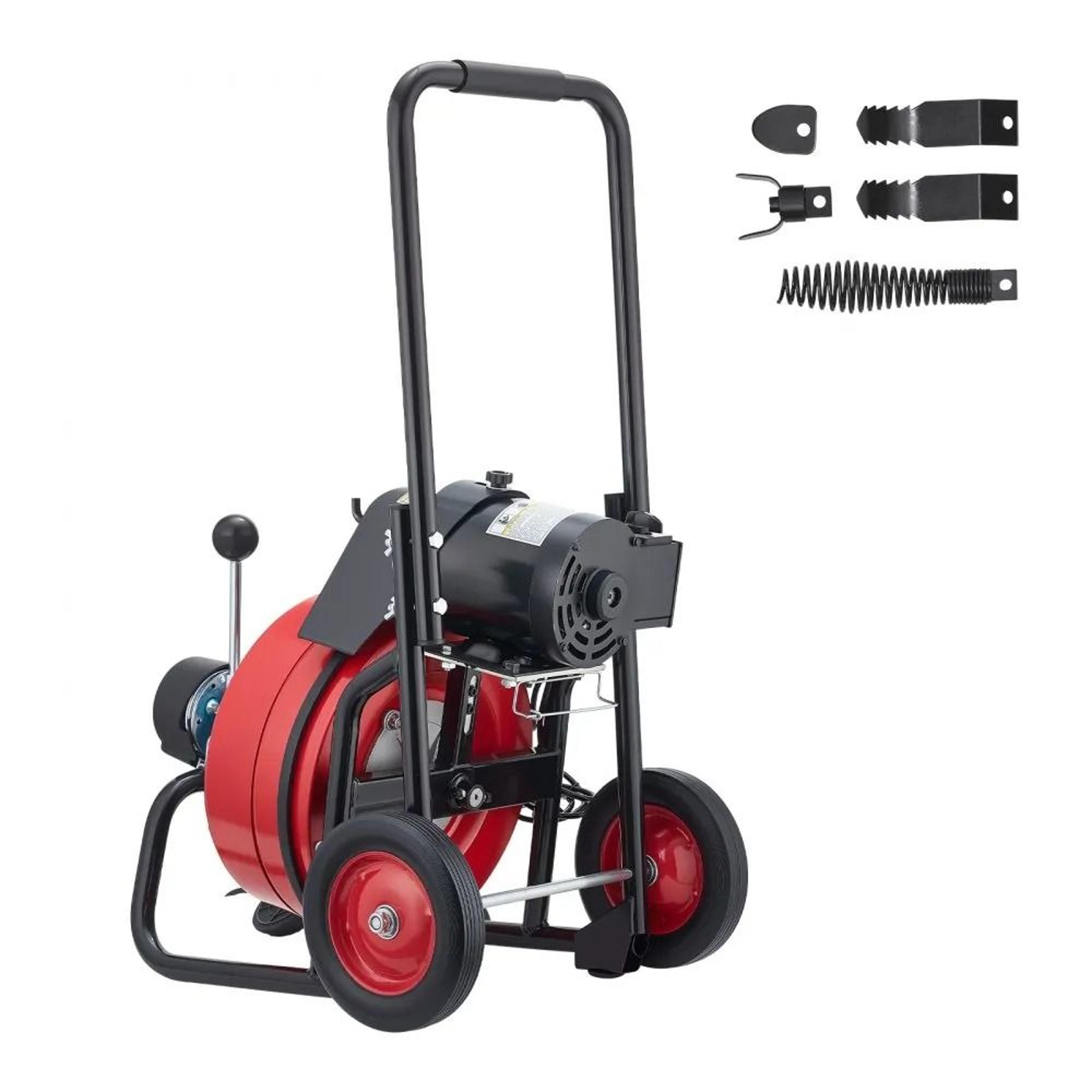 drain cleaner machine 50ft auto feed sewer snake auger with 4 cutters