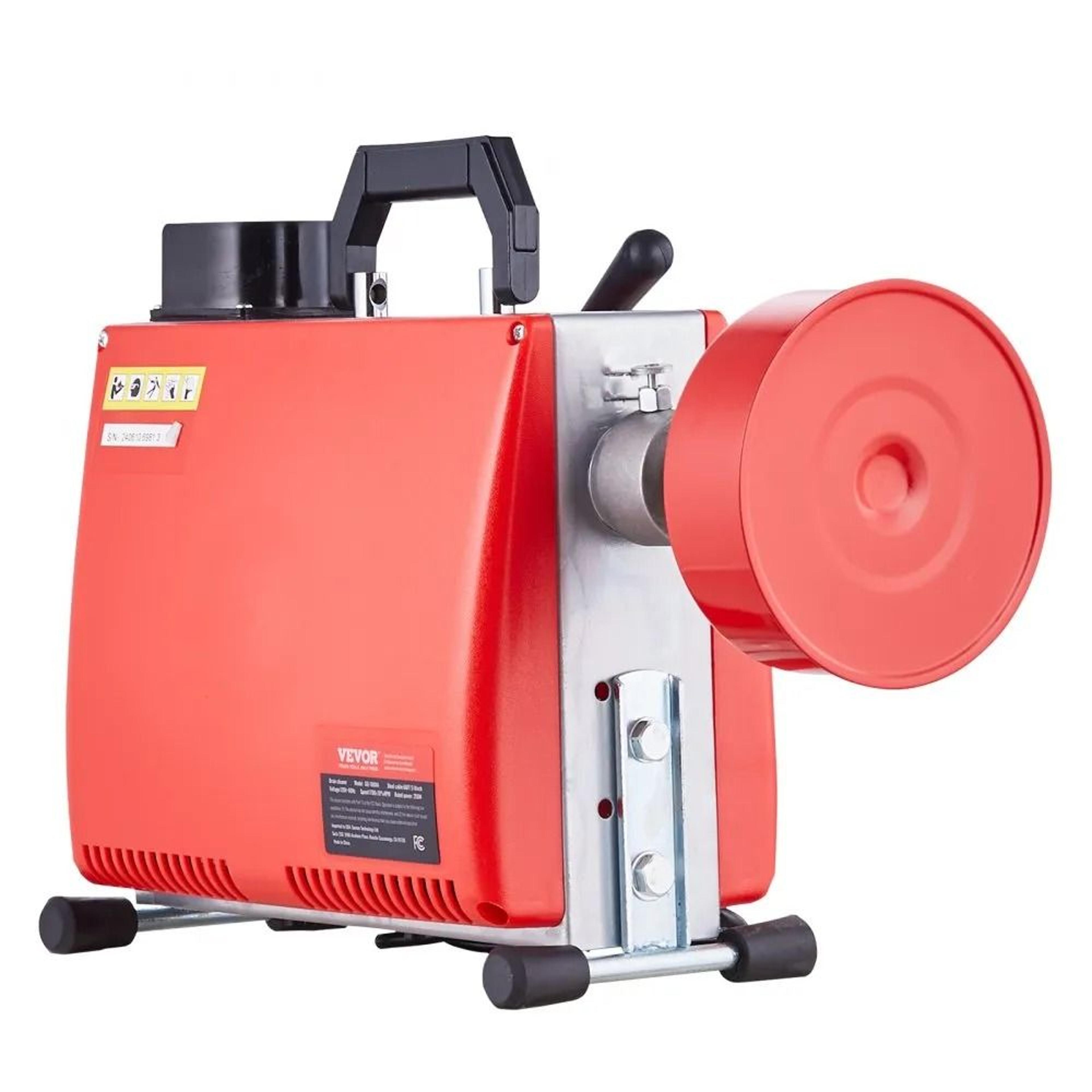 66FT Drain Cleaner Machine 250W Electric Sewer Snake Auger With 7 Cutters 7