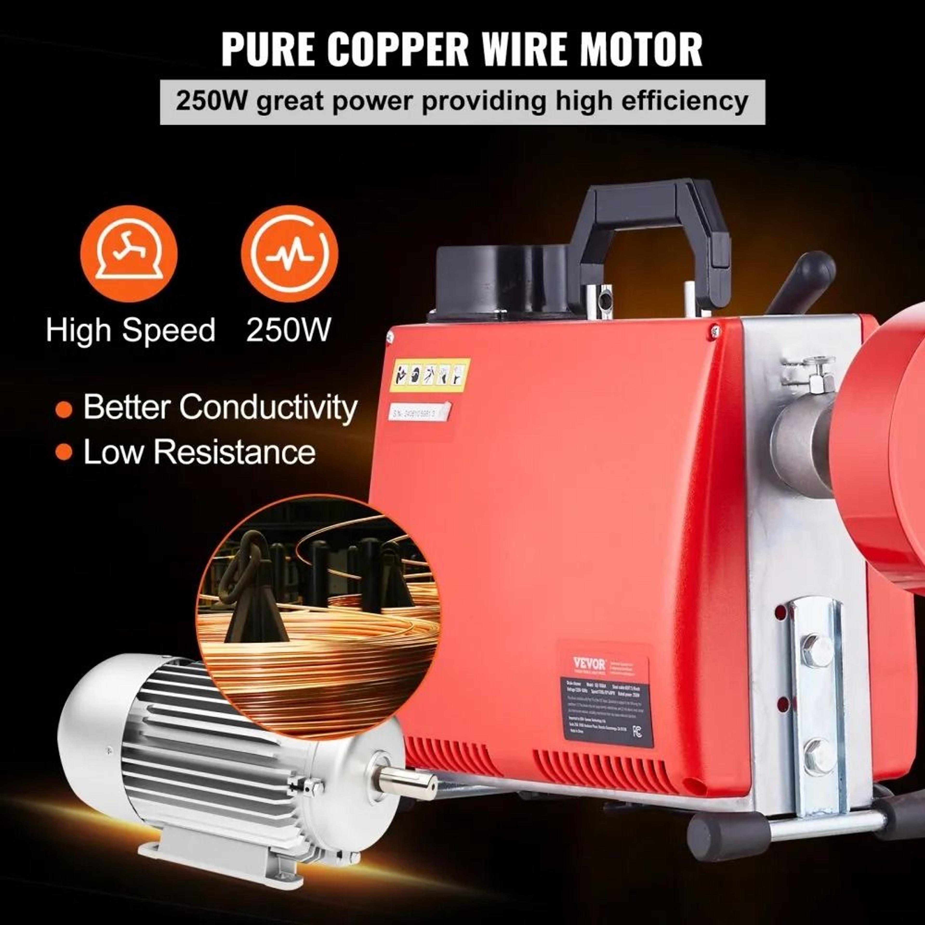 66FT Drain Cleaner Machine 250W Electric Sewer Snake Auger With 7 Cutters 3