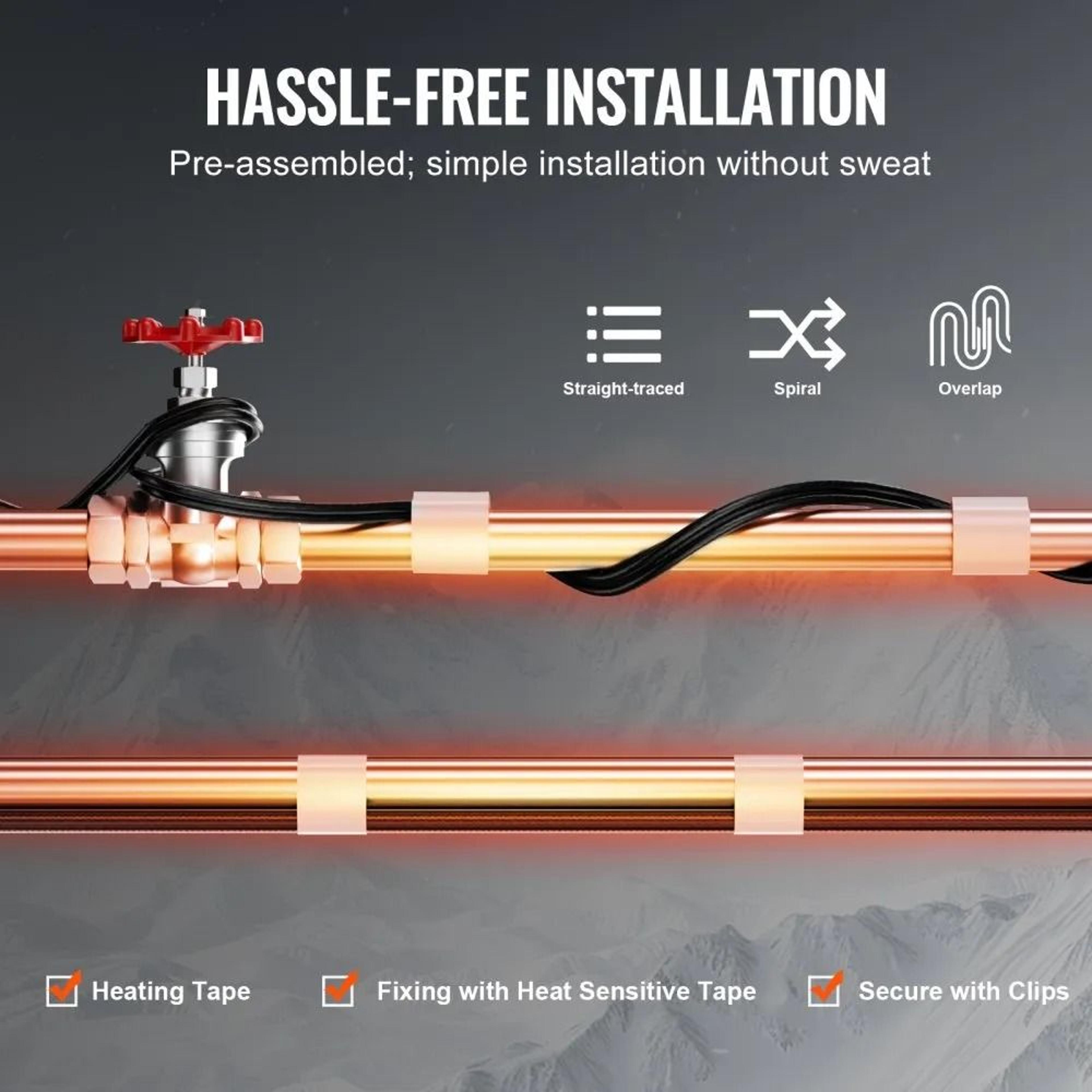 Self Regulating Pipe Heating Cable 100FT Heat Tape For Freeze Protection And Roof Deicing 3