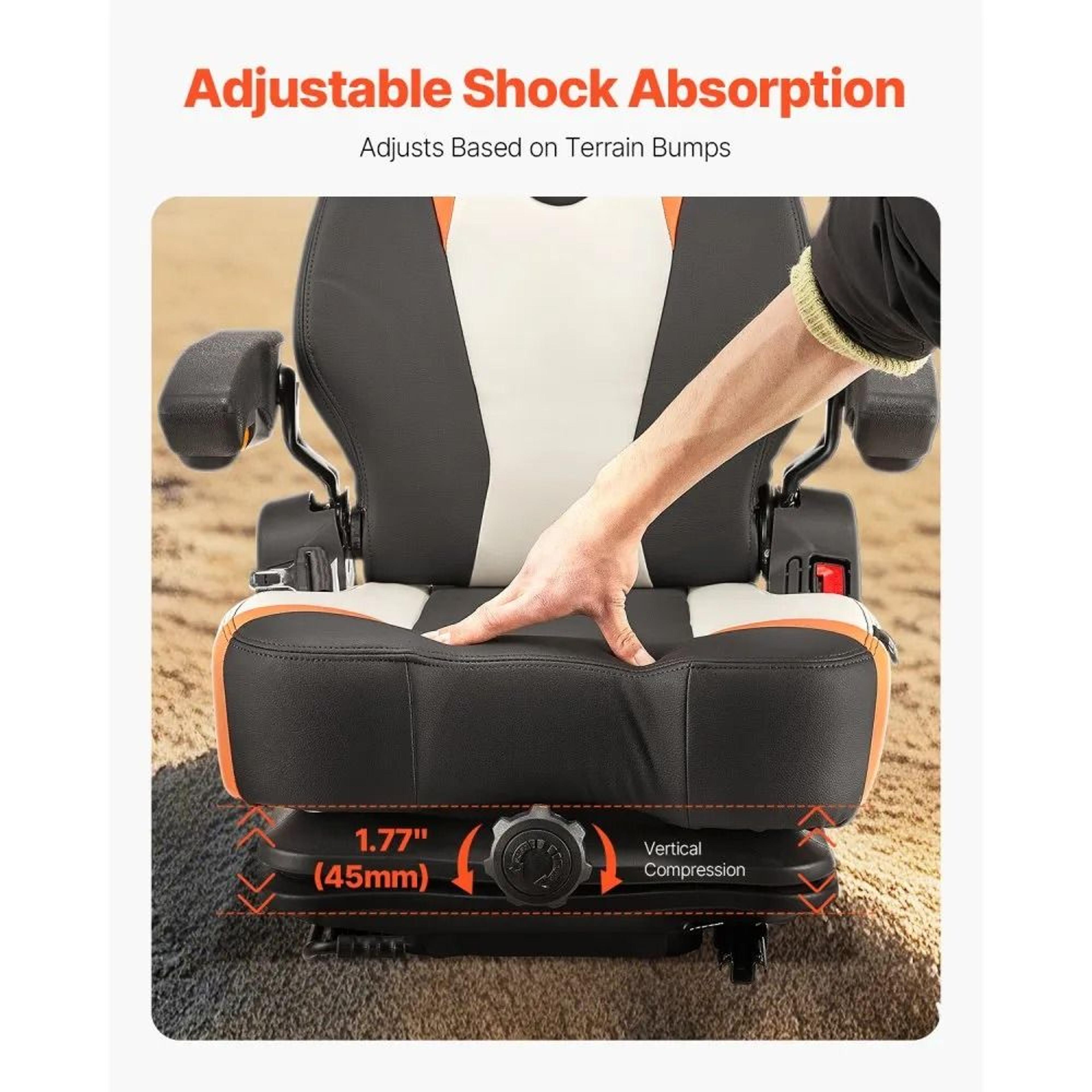Universal Forklift Seat With Tractor Suspension Seat Adjustable Backrest Armrests And Safety Belt 4