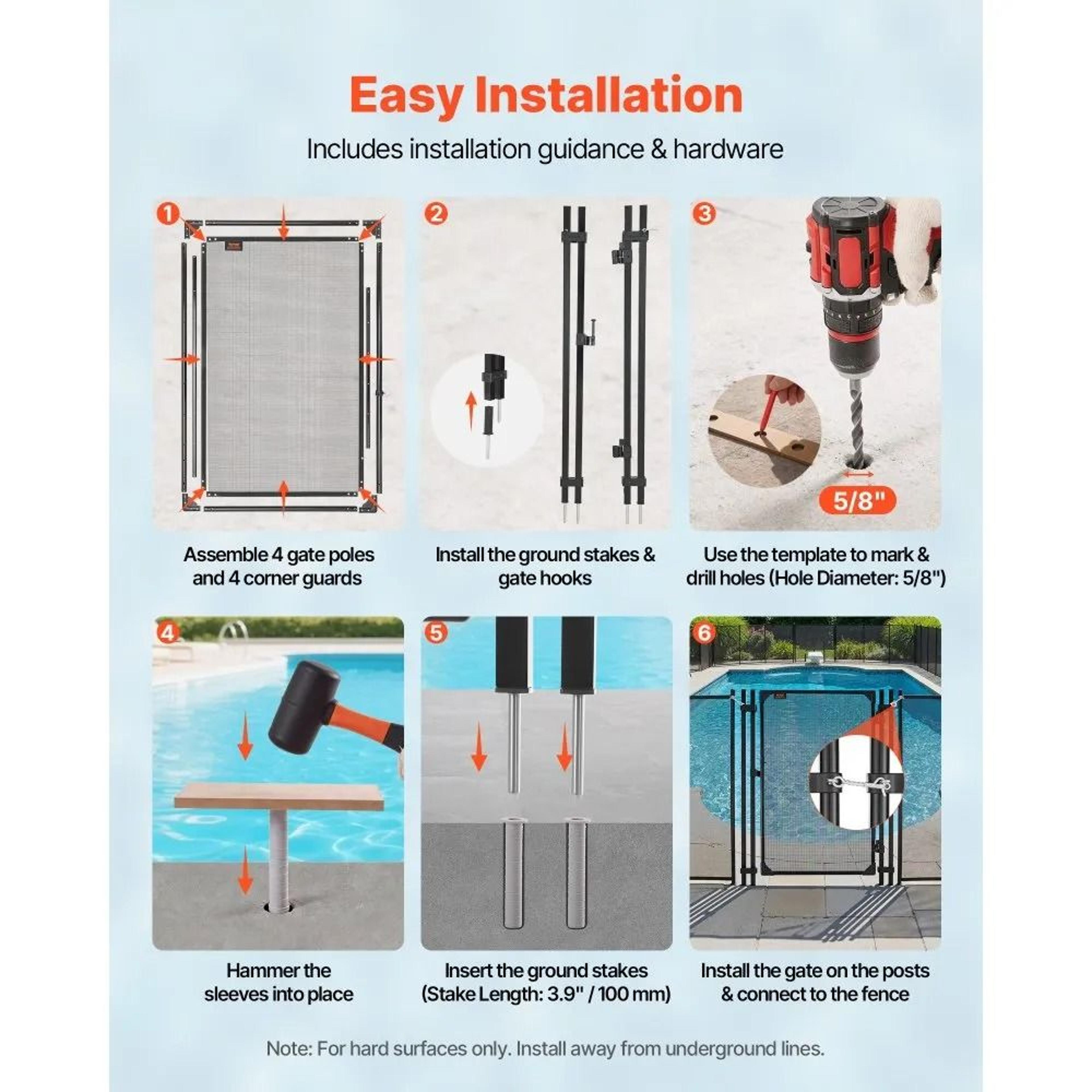 4 X 25 Ft Pool Fence Gate With Heavy Duty Mesh And Metal Latch 6