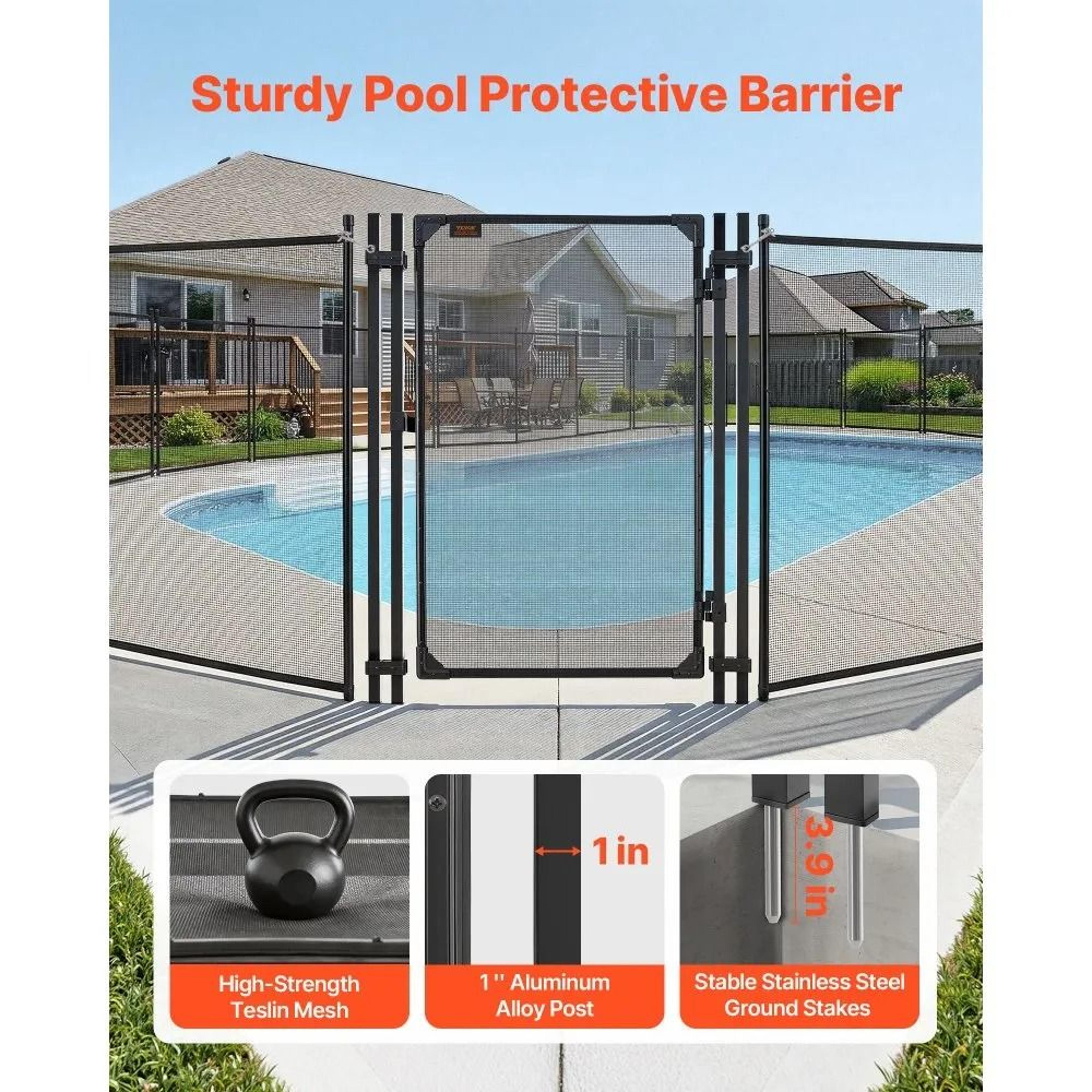 4 X 25 Ft Pool Fence Gate With Heavy Duty Mesh And Metal Latch 2