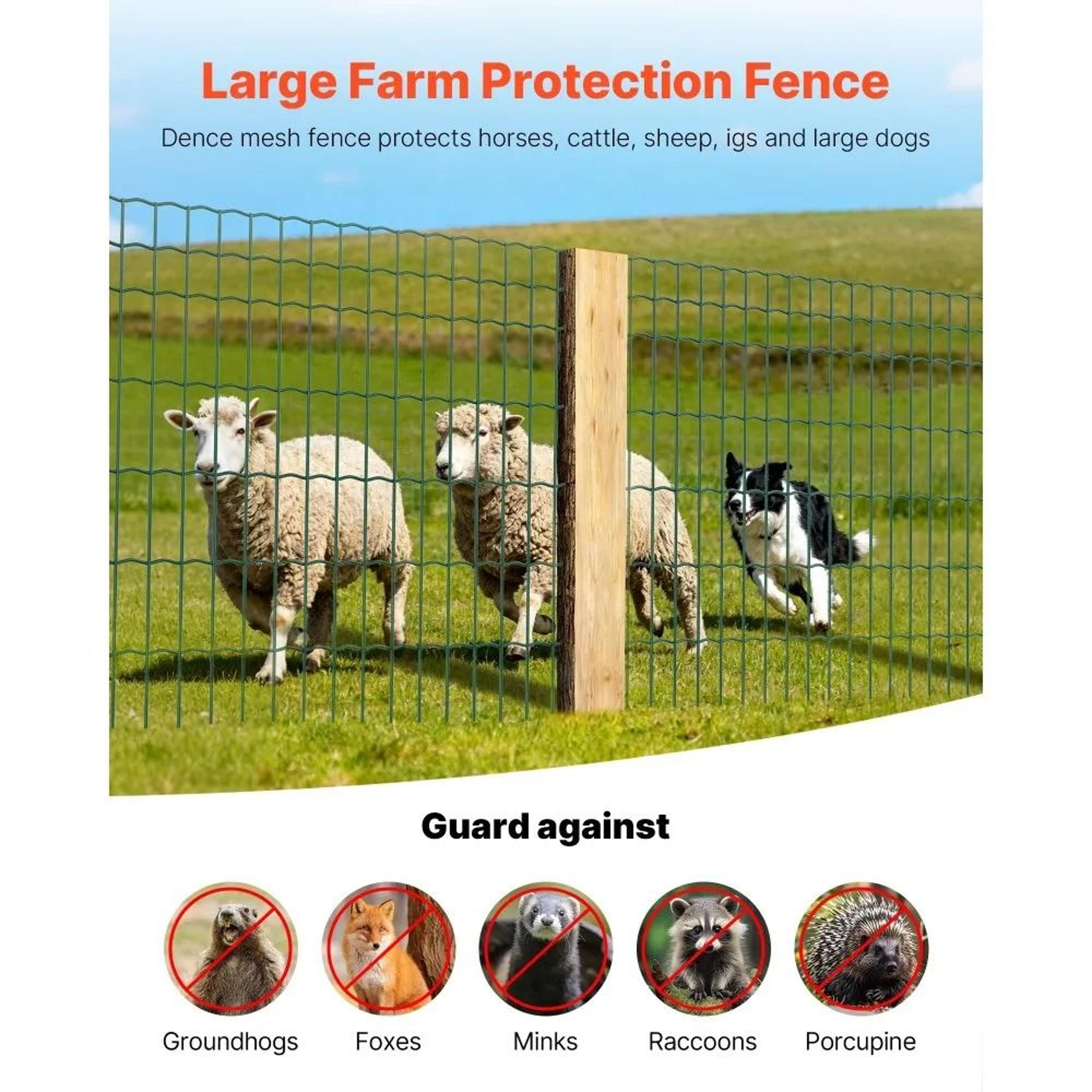 Heavy Duty Farm Fence 47 X 984 In 2 X 4 Mesh Galvanized Welded Wire Livestock Fence 6