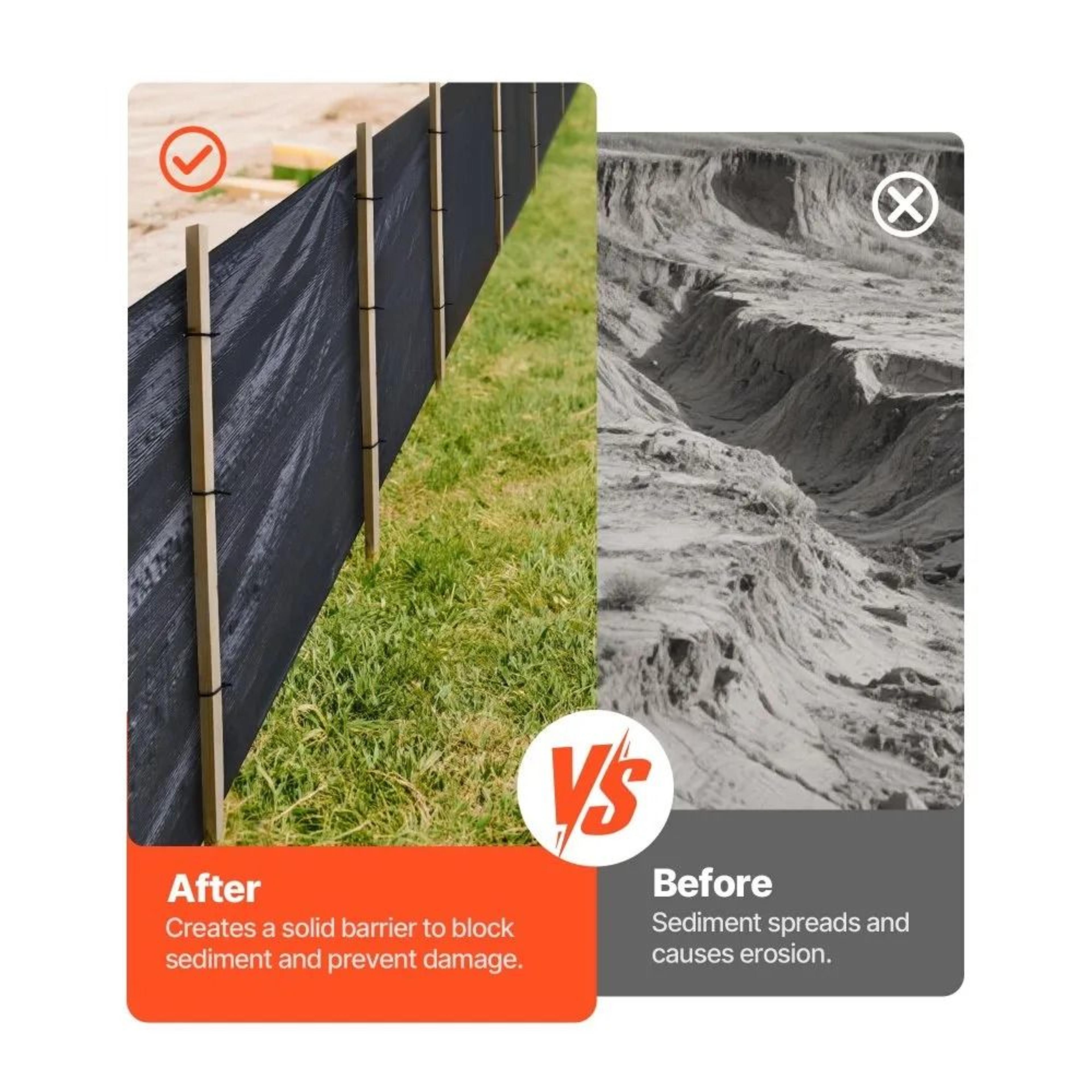 3 X 500 Ft Silt Fence Fabric Heavy Duty Erosion Control Fence For Sediment Retention 3