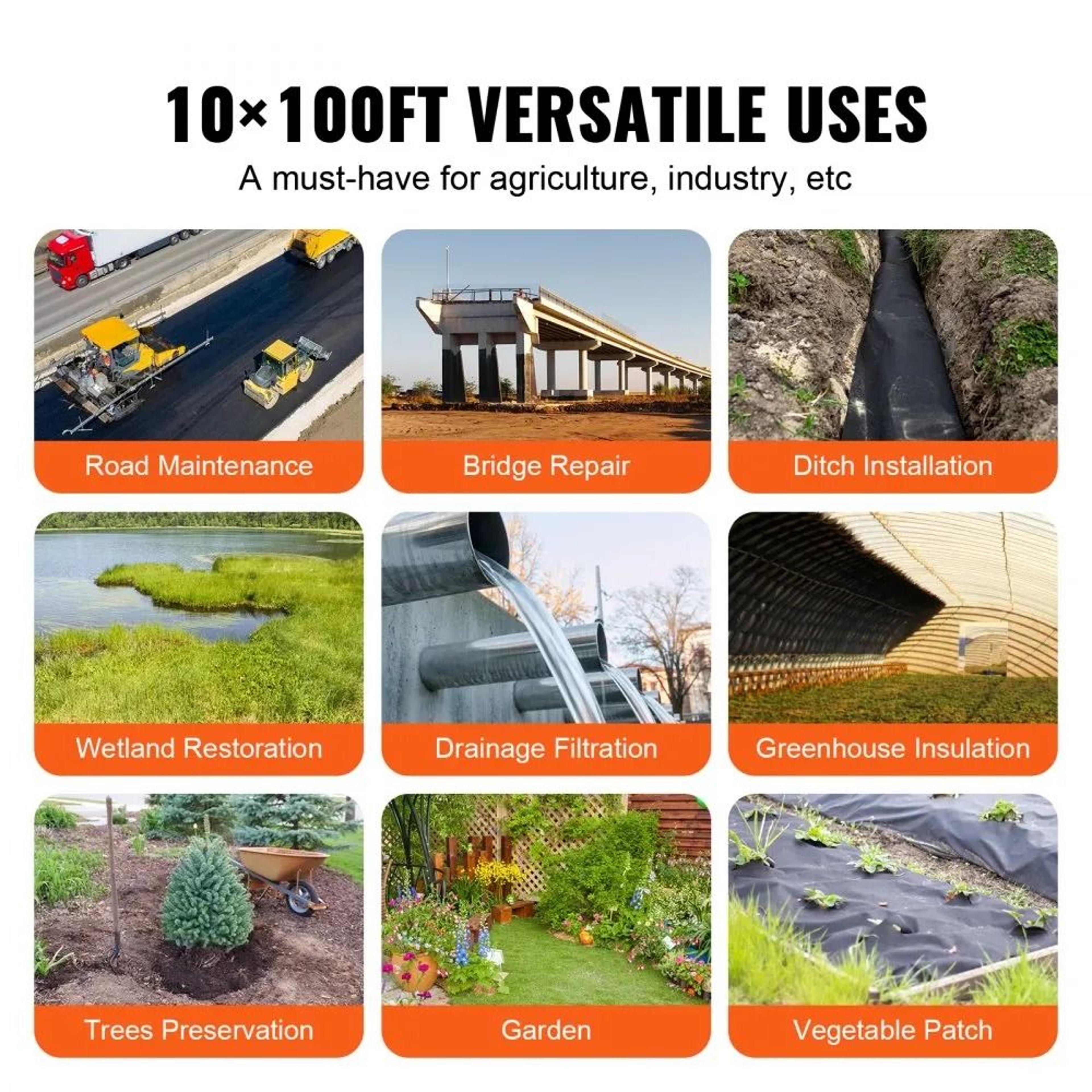 8 Oz Non Woven Geotextile Fabric 10 X 100 Ft Heavy Duty Driveway And Drainage Underlayment 4