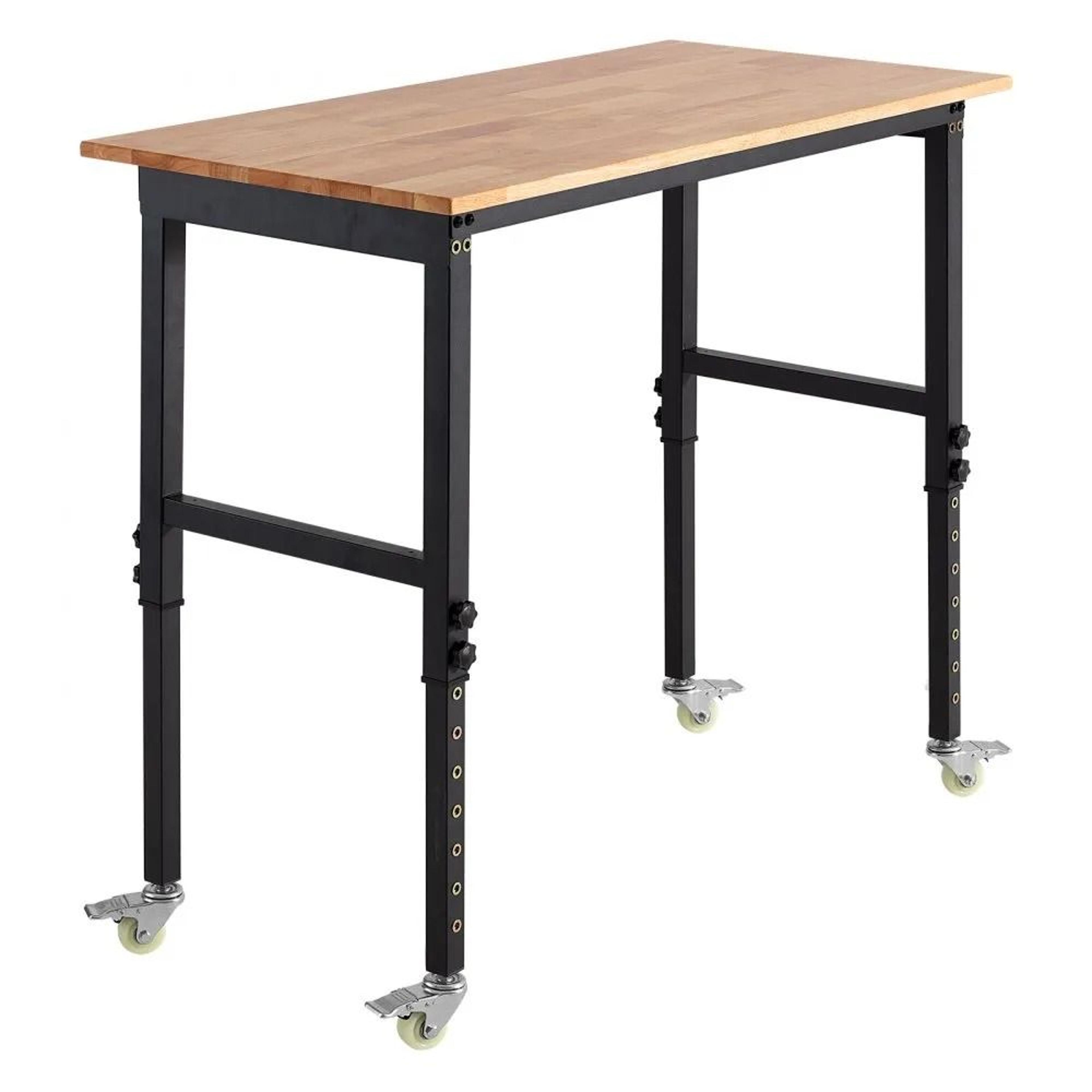 adjustable workbench on wheels 1500 lbs heavy duty wood top workbench