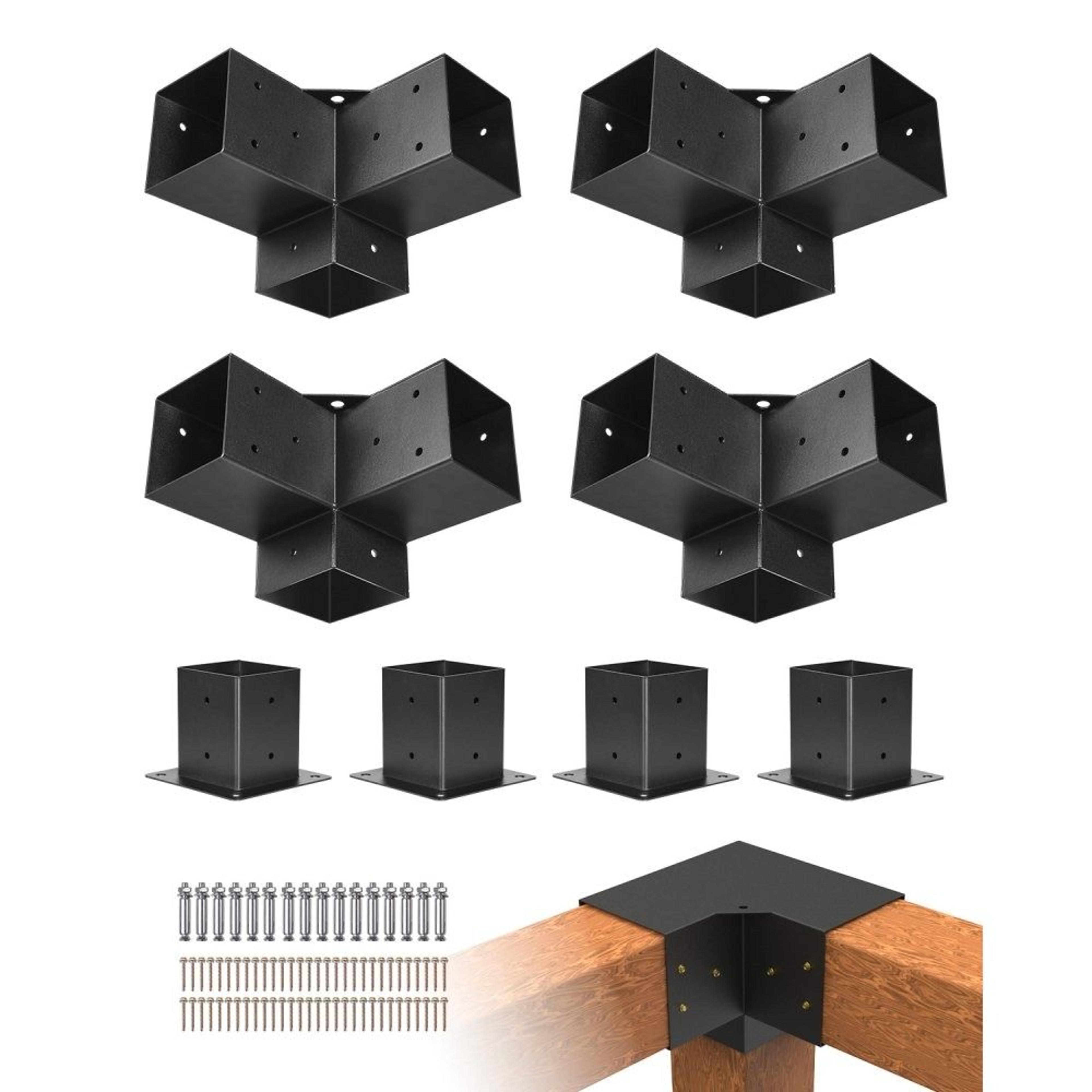 4x4 pergola bracket kit heavy duty 3 way corner wood connector set
