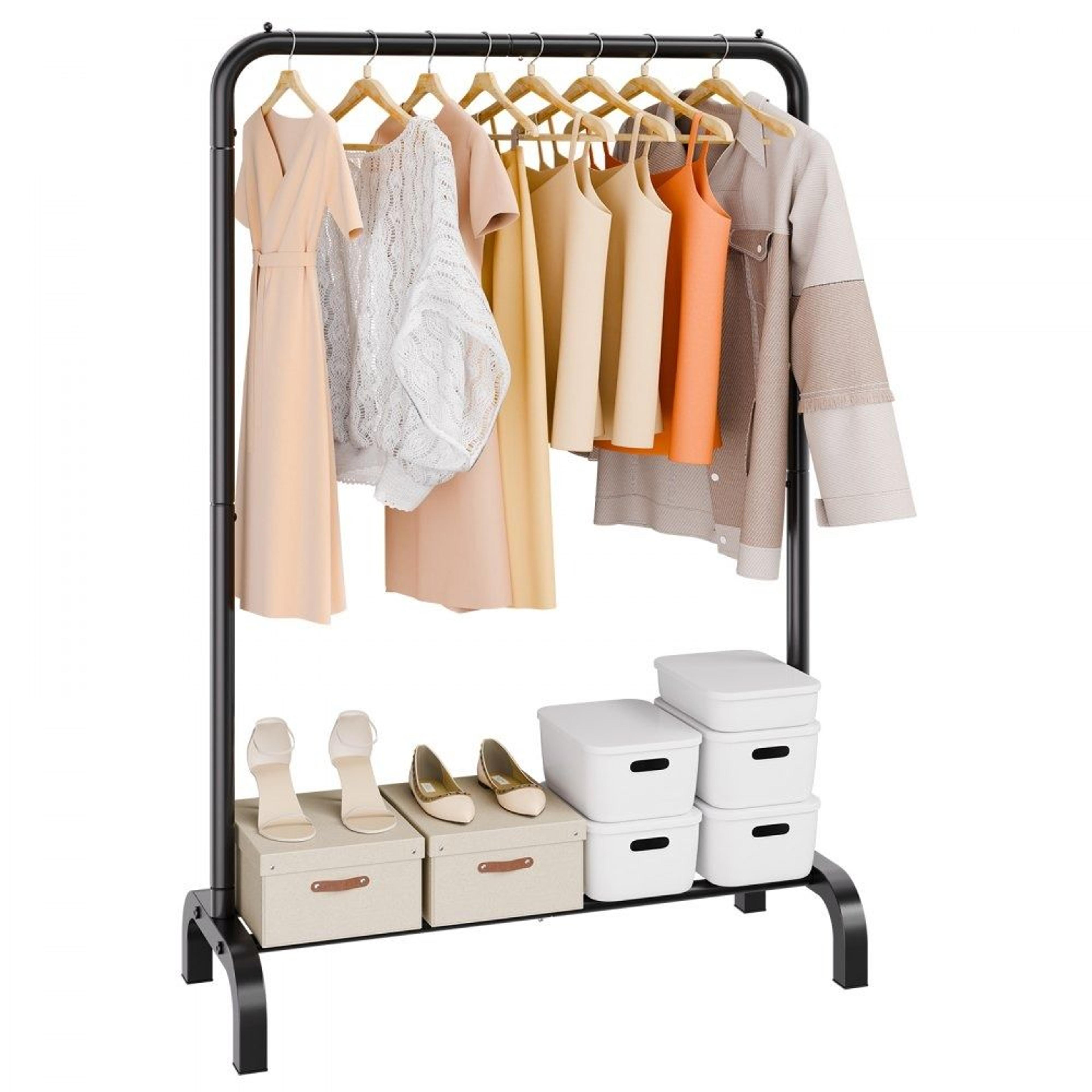 heavy duty clothes rack with bottom storage shelf for bedroom organization