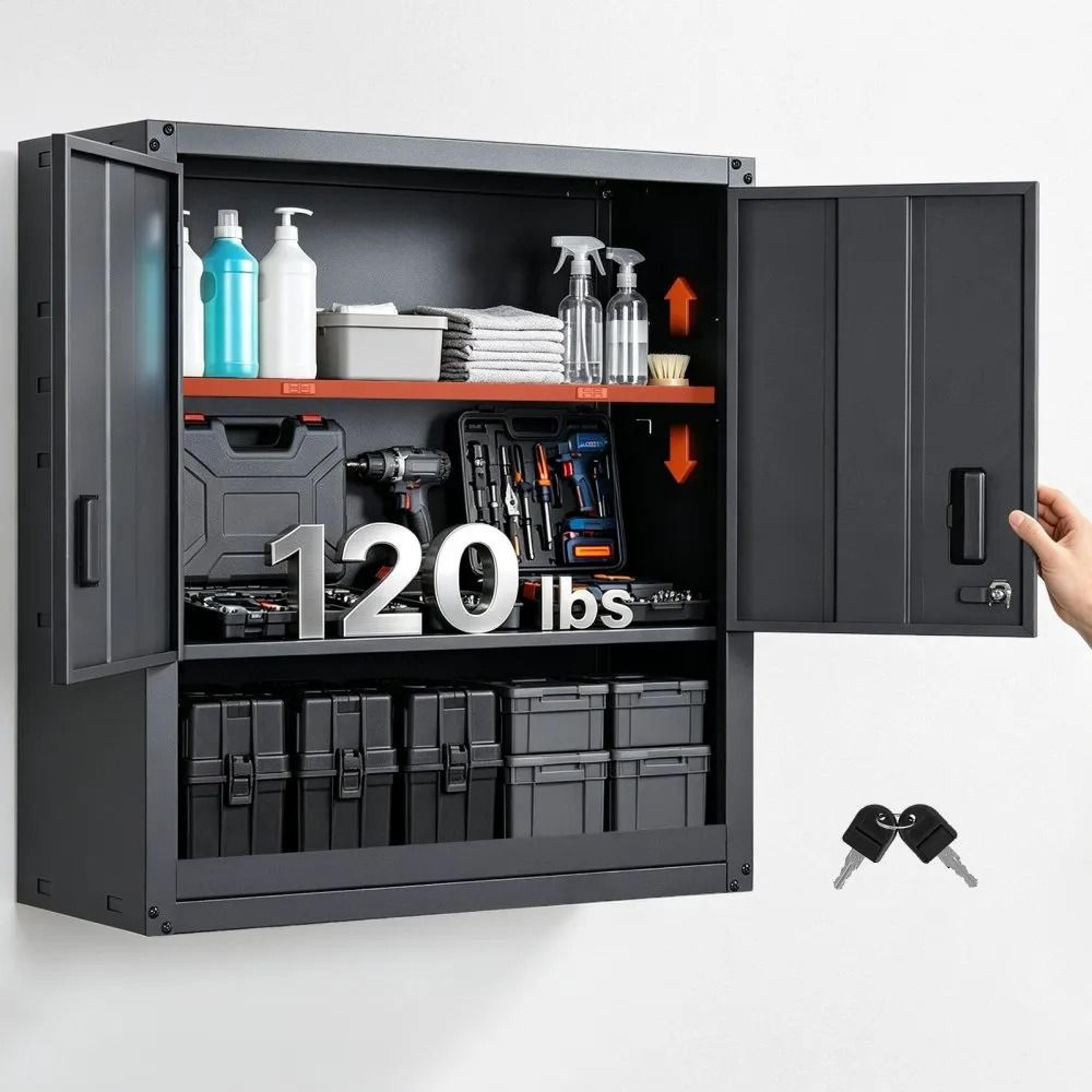 metal wall cabinet 30 inch locking garage storage cabinet with adjustable shelf
